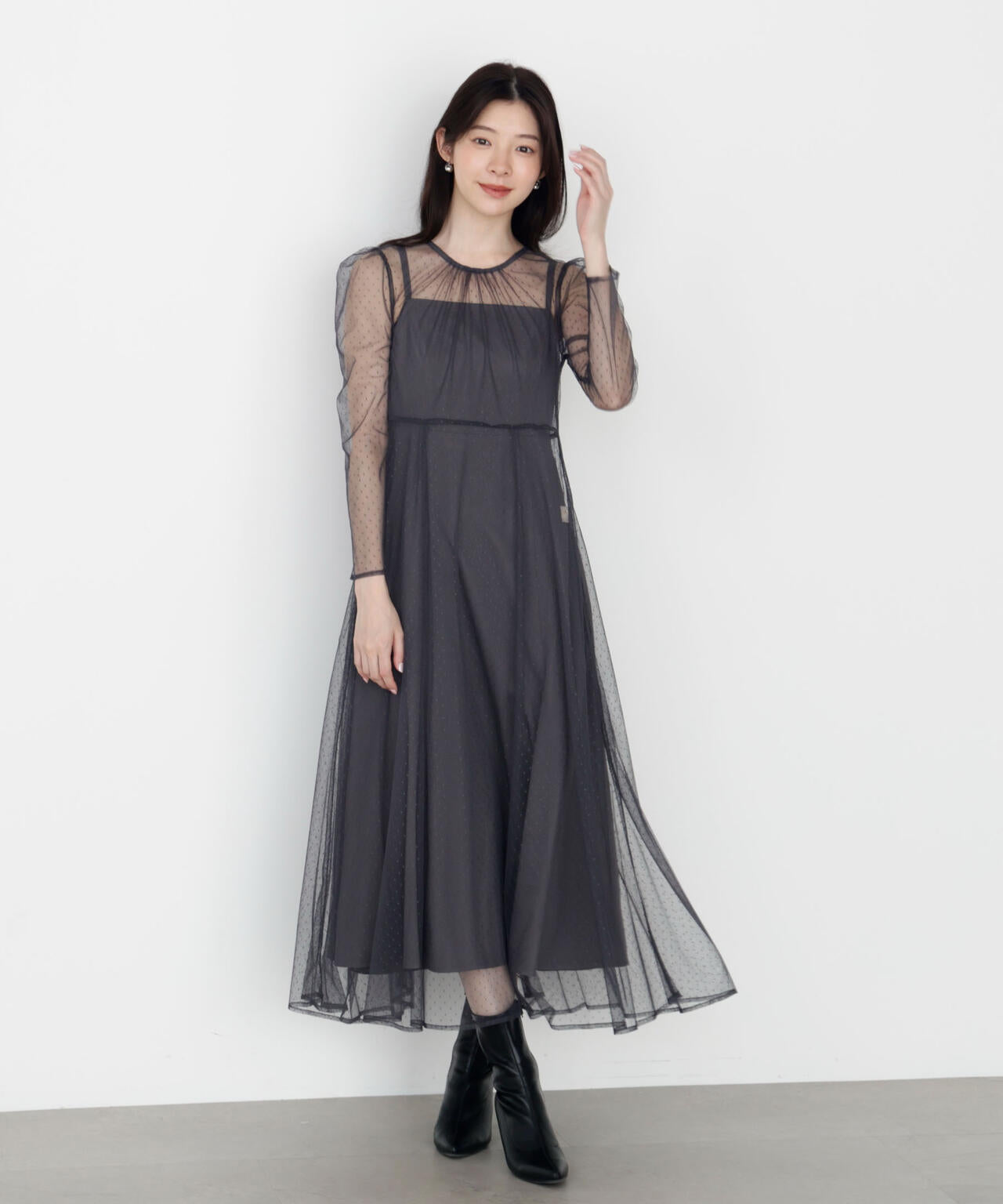 ＜藤田みりあさんコラボ＞キャミ付きチュールワンピース