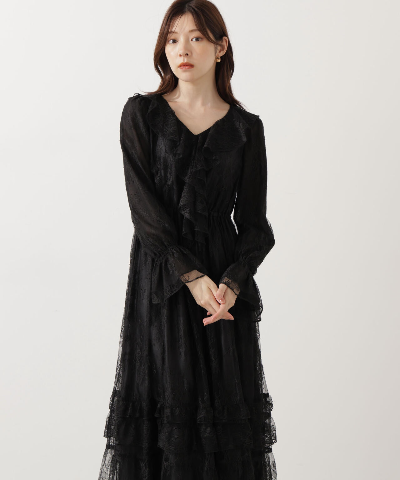 【青島心さん着用】《EDIT COLOGNE》レースフリルワンピース