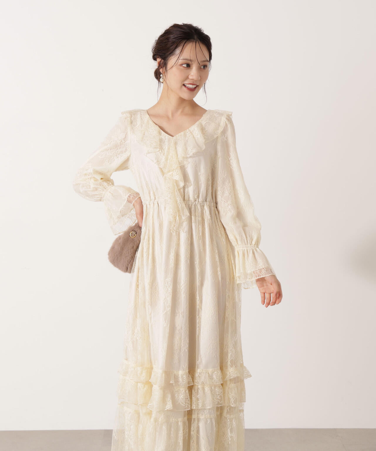 【青島心さん着用】《EDIT COLOGNE》レースフリルワンピース