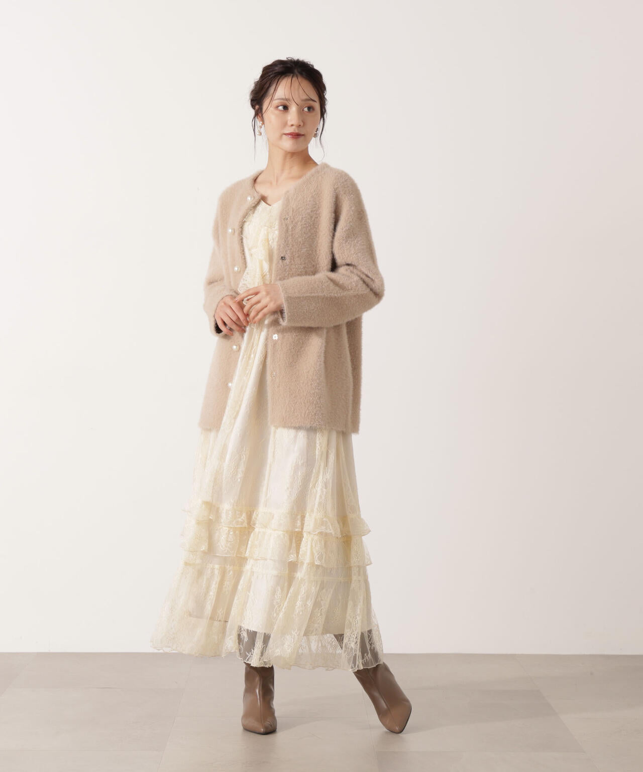【青島心さん着用】《EDIT COLOGNE》レースフリルワンピース