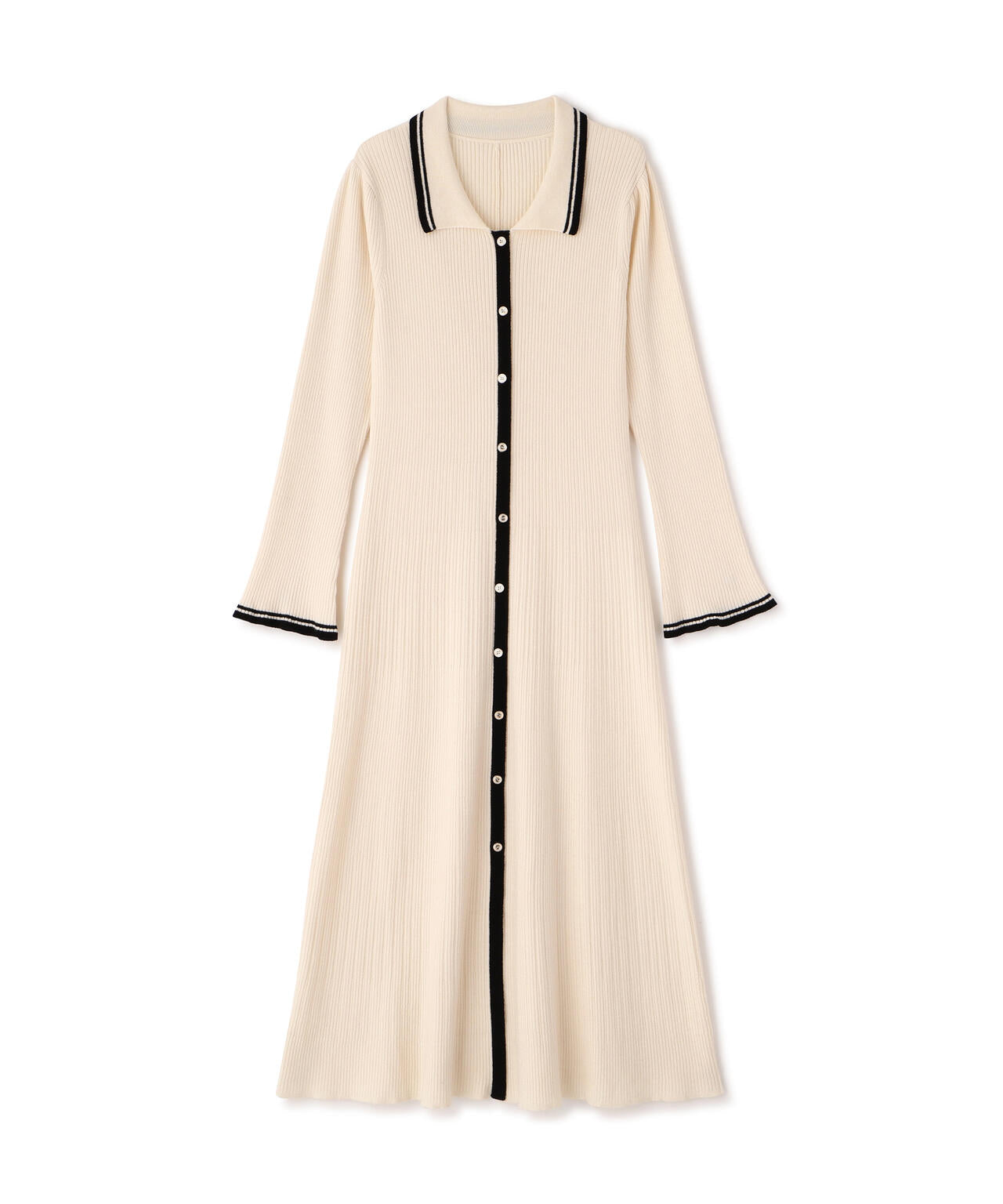 EDIT COLOGNE》バイカラー衿ニットワンピース【WEB・一部店舗限定