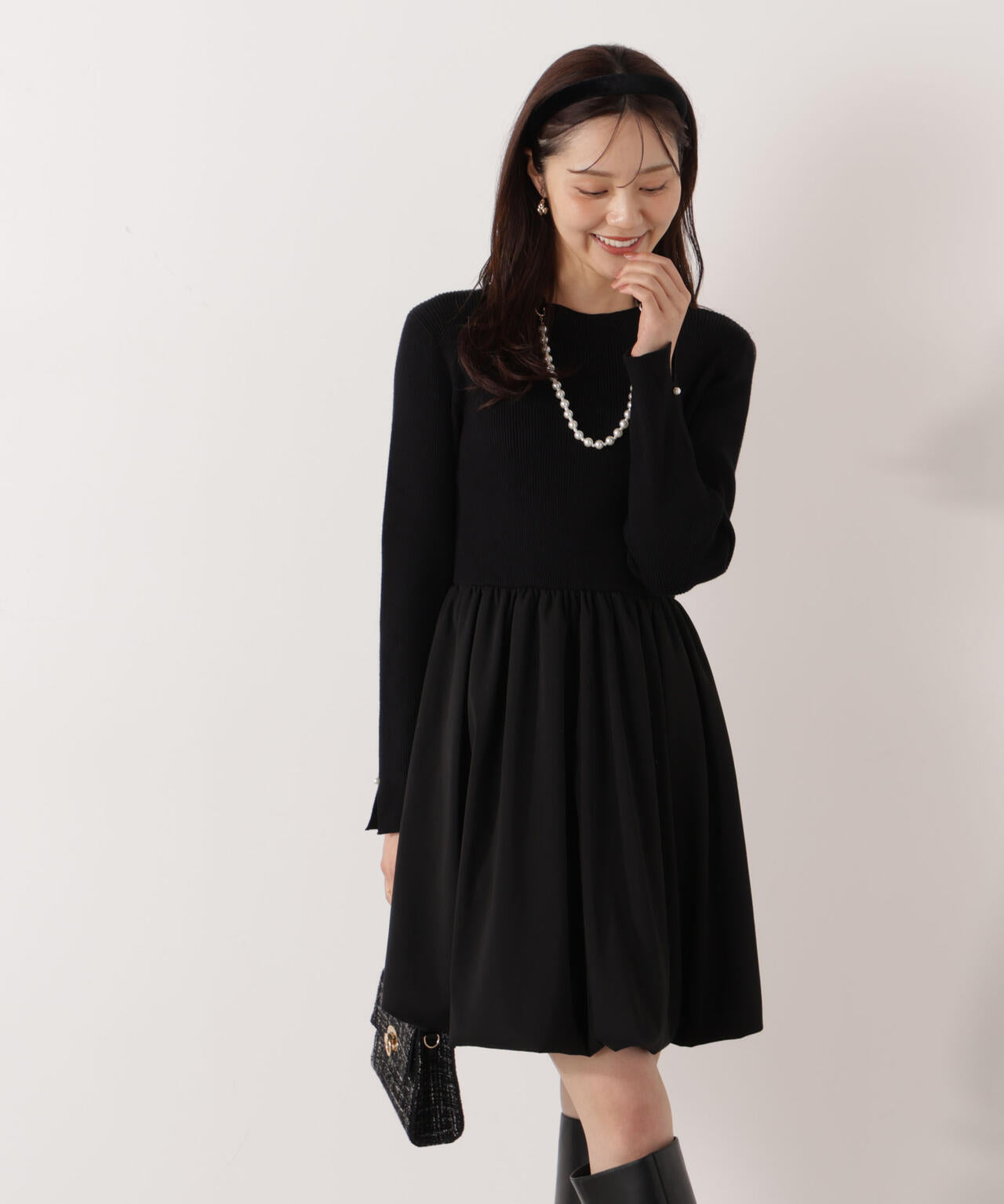 EDIT COLOGNE》バルーンニットワンピース【WEB・一部店舗限定