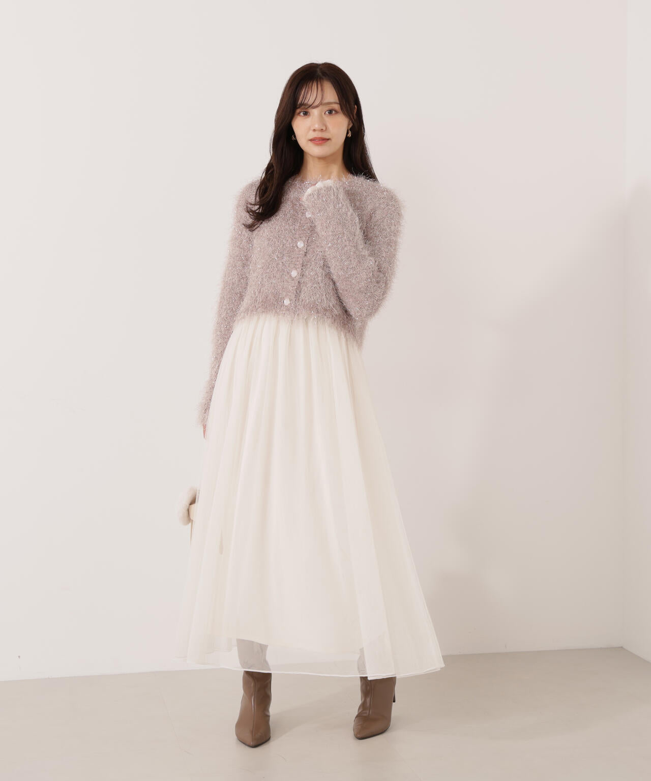 EDIT COLOGNE》チュールドッキングニットワンピース【official site