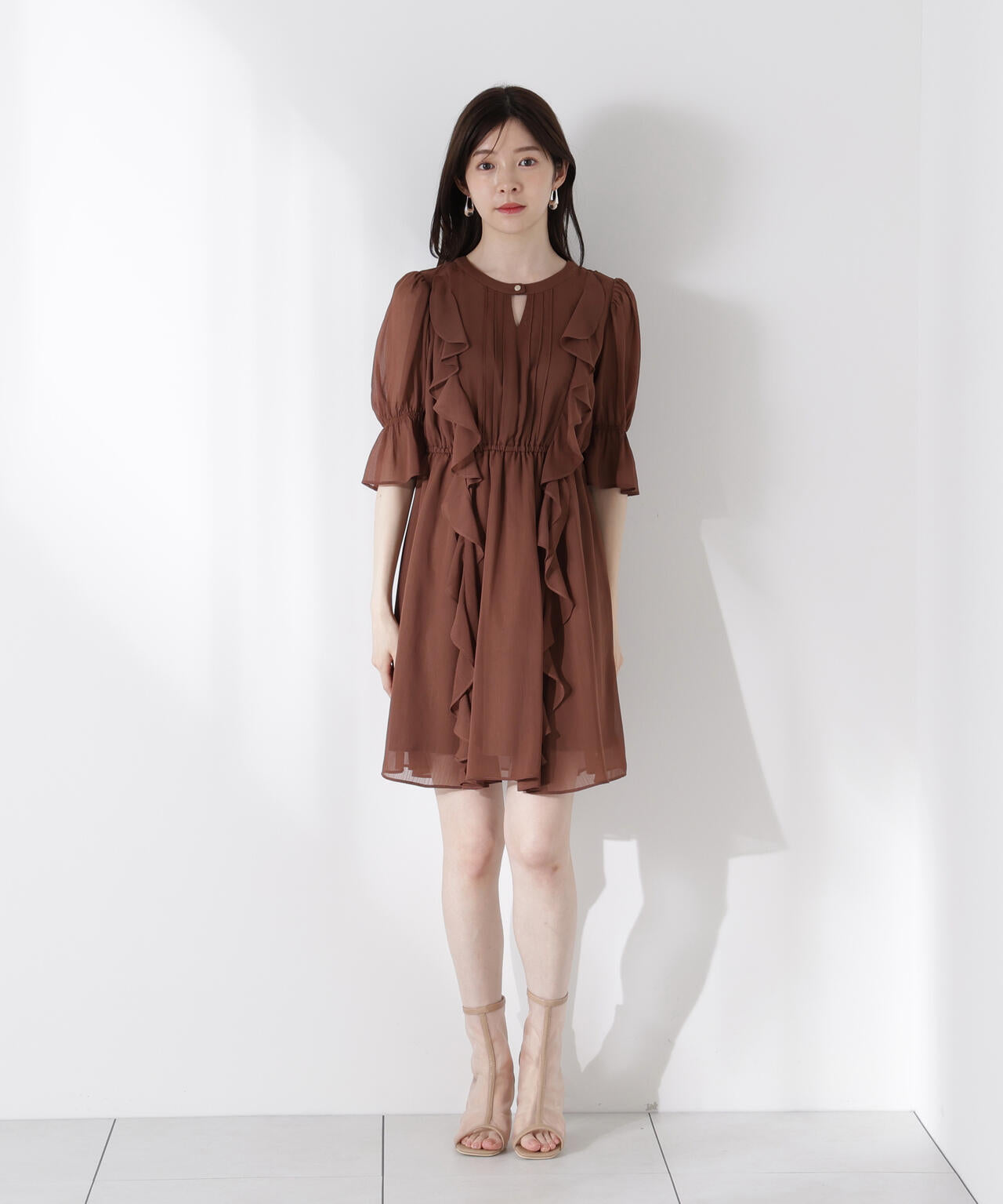 《EDIT COLOGNE》フリル楊柳ミニワンピース