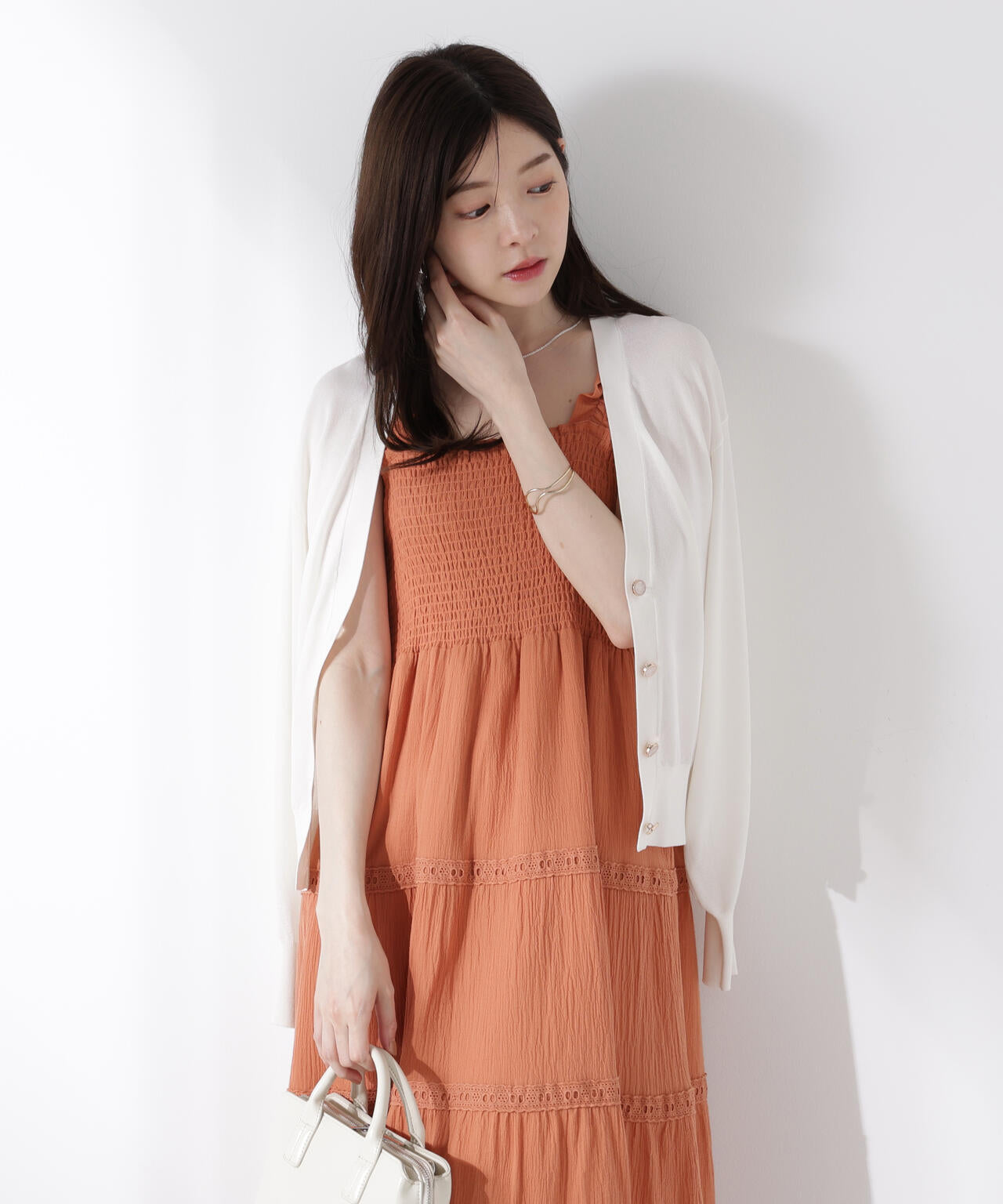 《EDIT COLOGNE》レース付きティアードワンピース