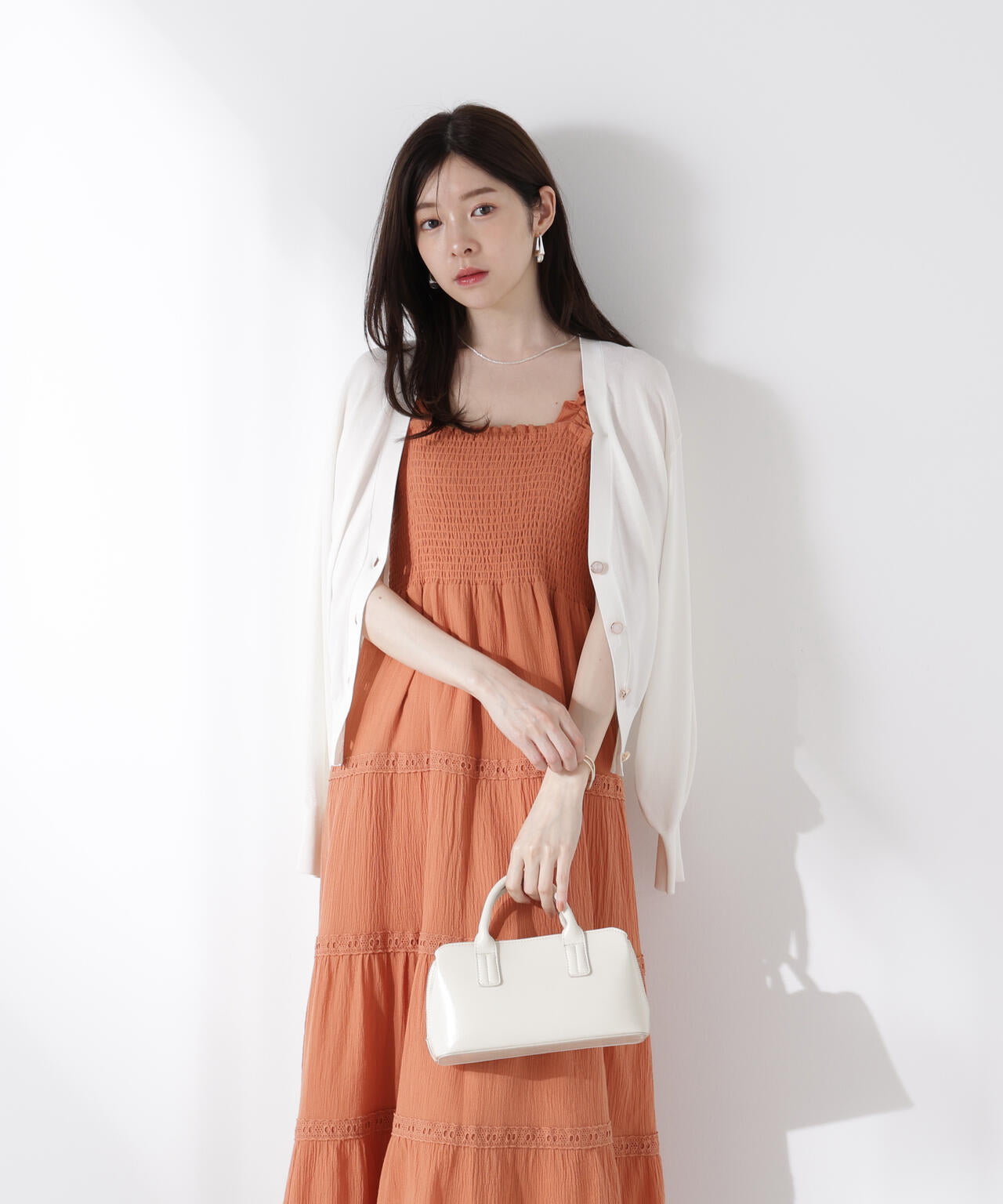 《EDIT COLOGNE》レース付きティアードワンピース