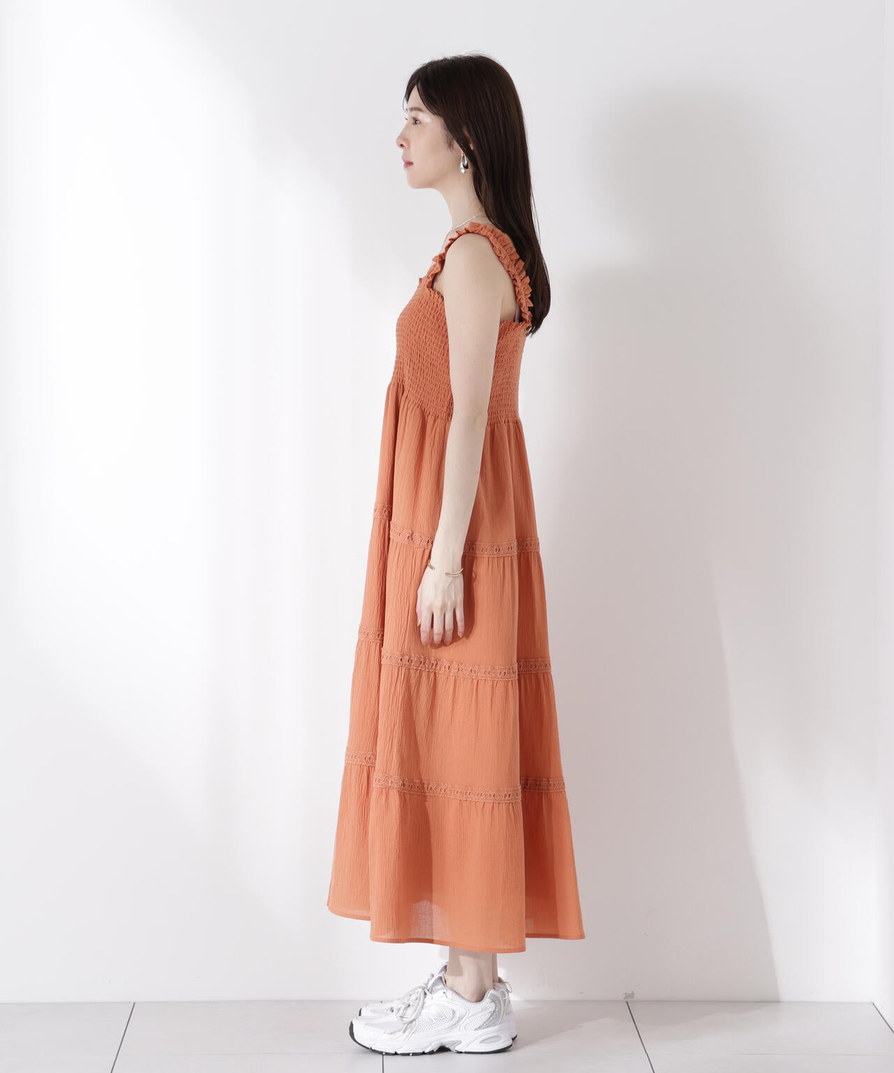 《EDIT COLOGNE》レース付きティアードワンピース