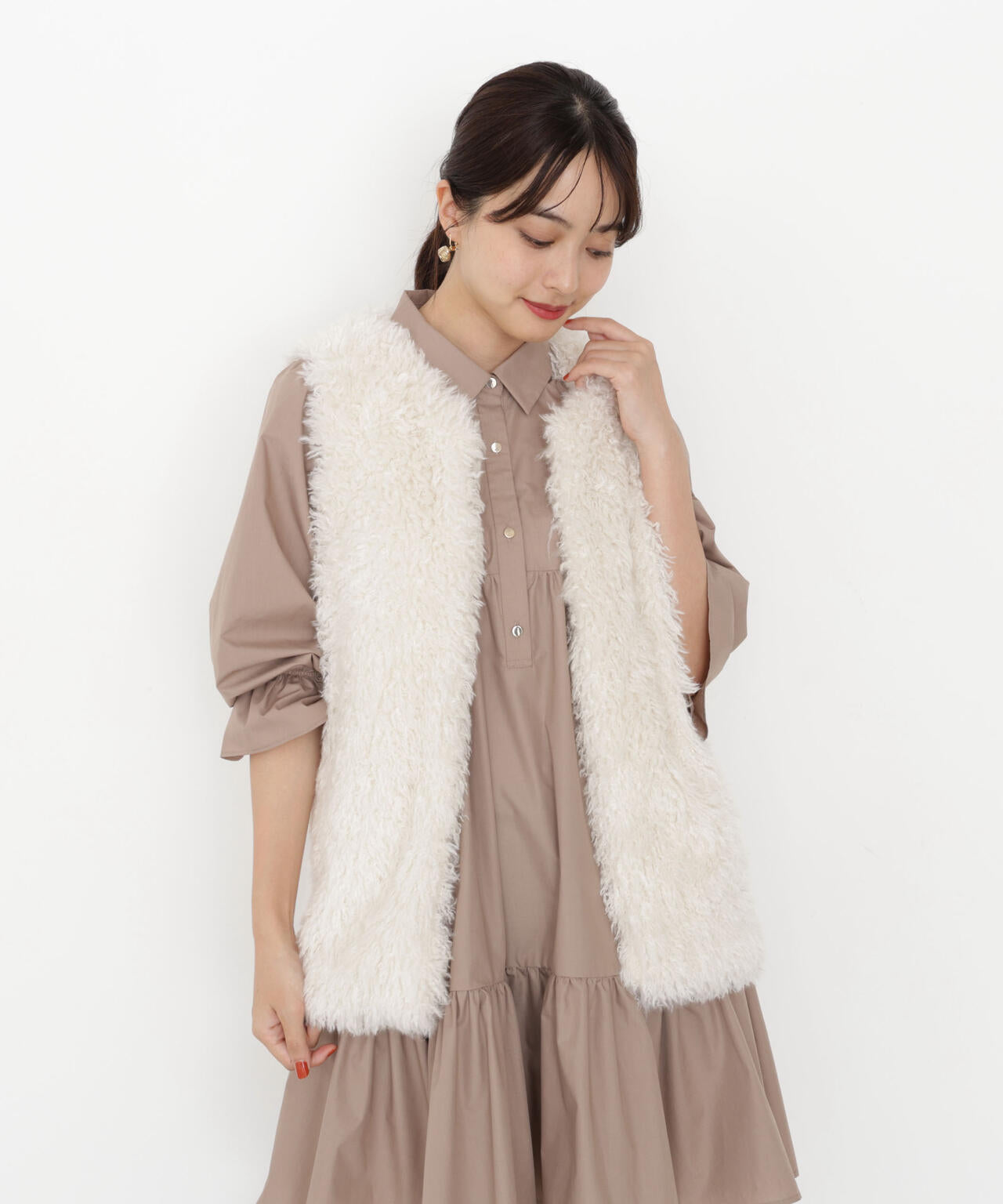 《EDIT COLOGNE》＜ウォッシャブル＞ティアードシャツミニワンピース【official site・一部店舗限定】