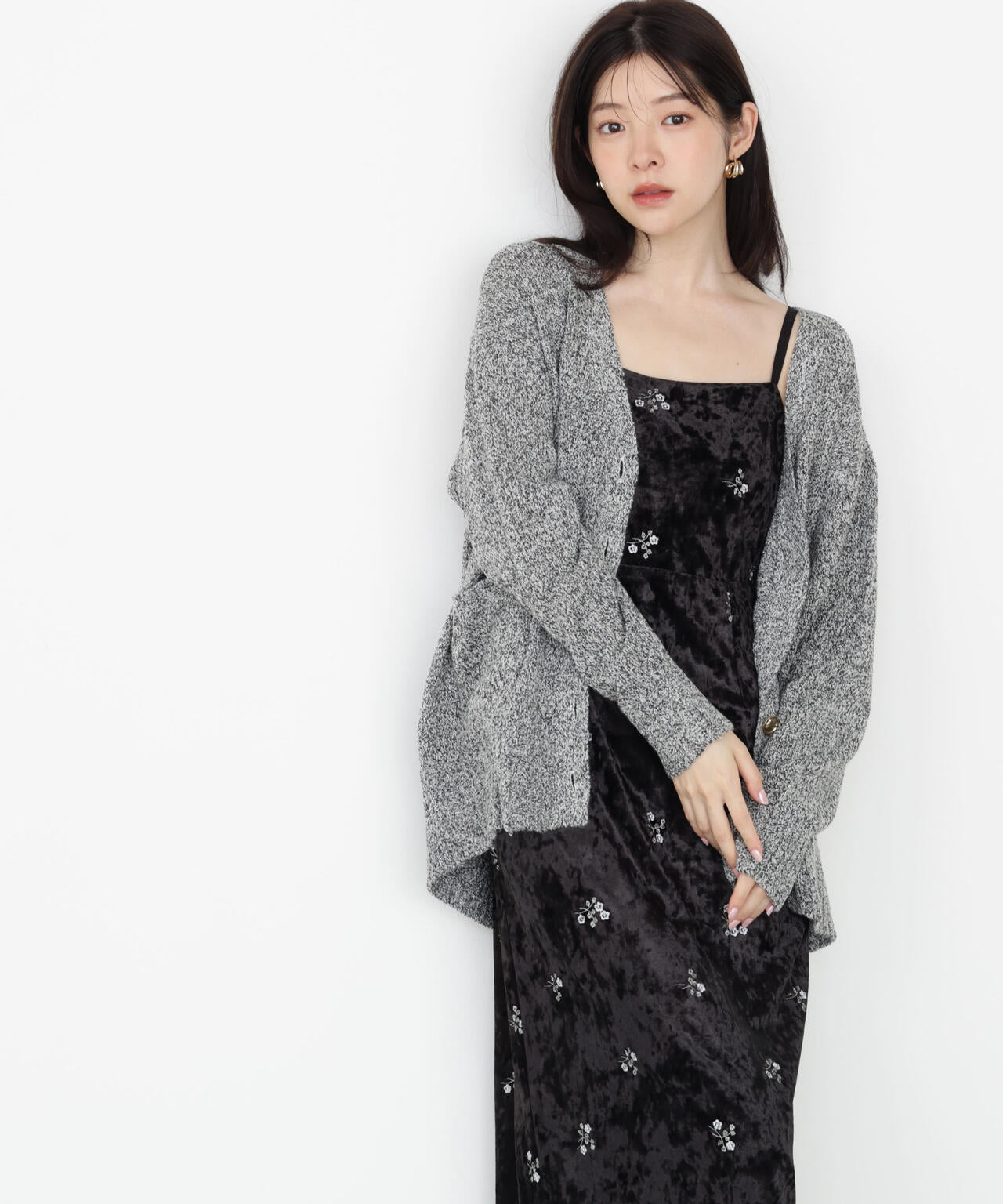 EDIT COLOGNE》刺繍ベロアキャミワンピース【official site・一部店舗