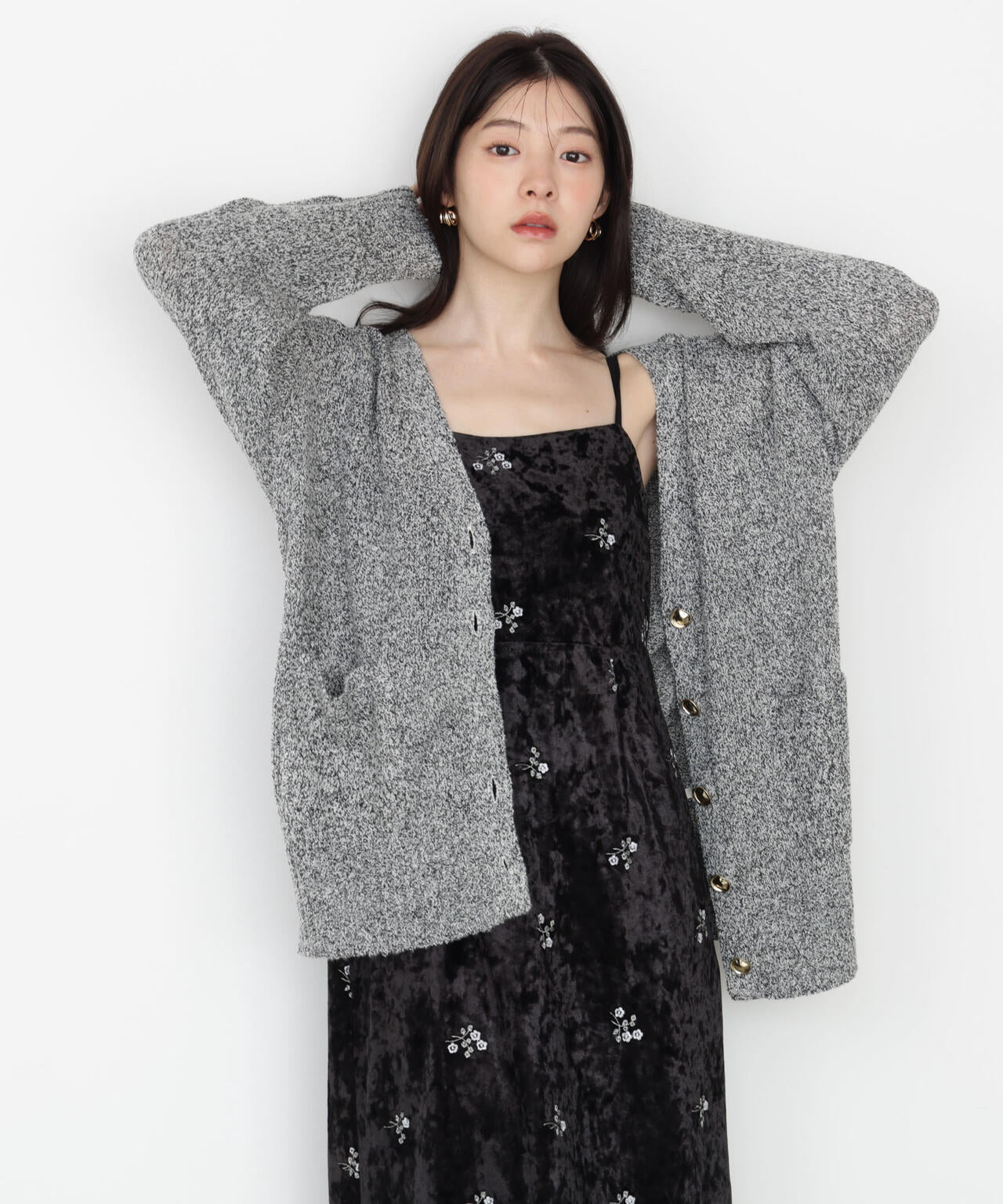 EDIT COLOGNE》刺繍ベロアキャミワンピース【official site・一部店舗