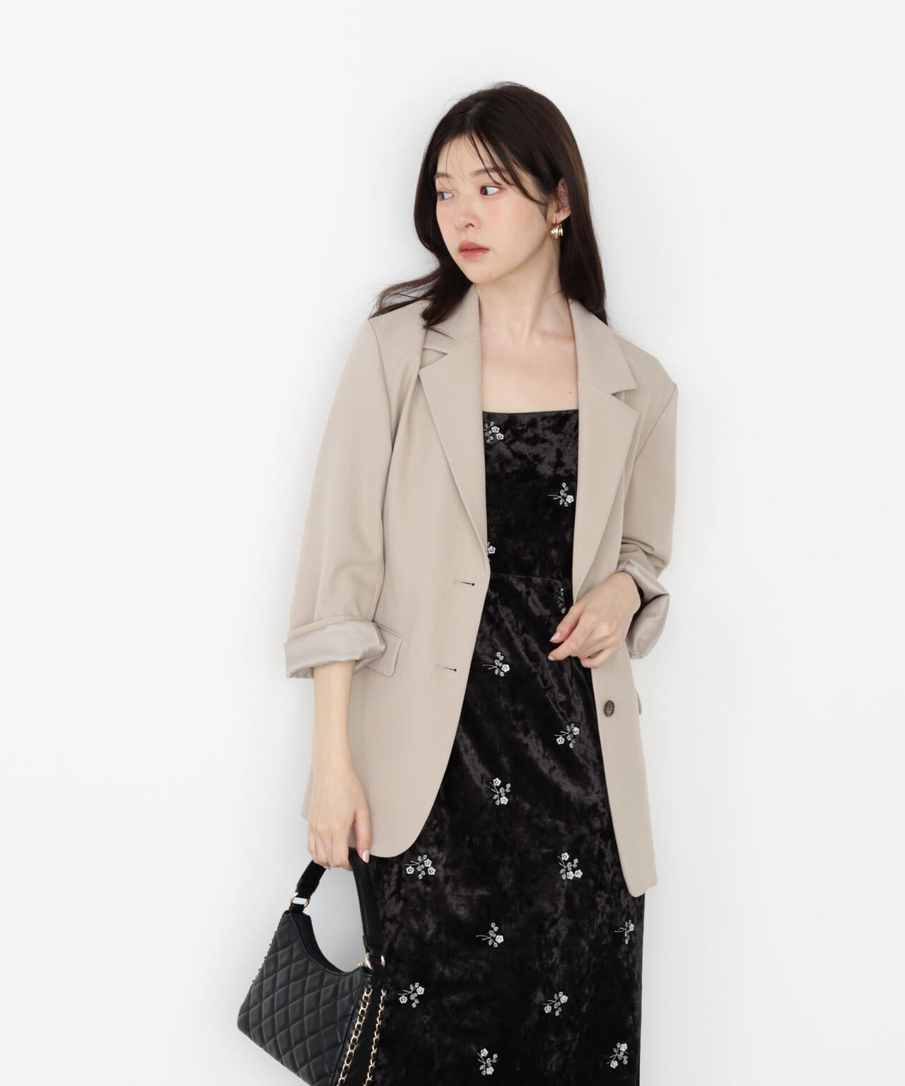 EDIT COLOGNE》刺繍ベロアキャミワンピース【official site・一部店舗