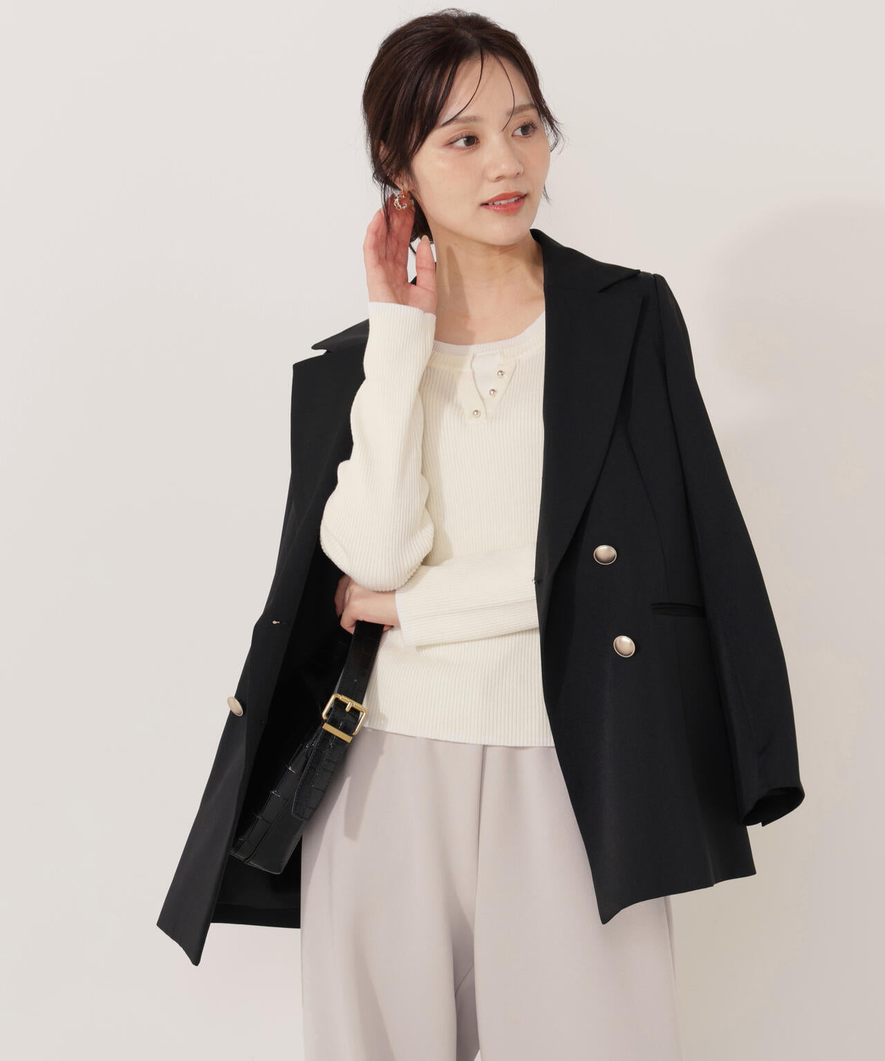 【松川星さん着用】ゴールド釦ダブルブレストジャケット