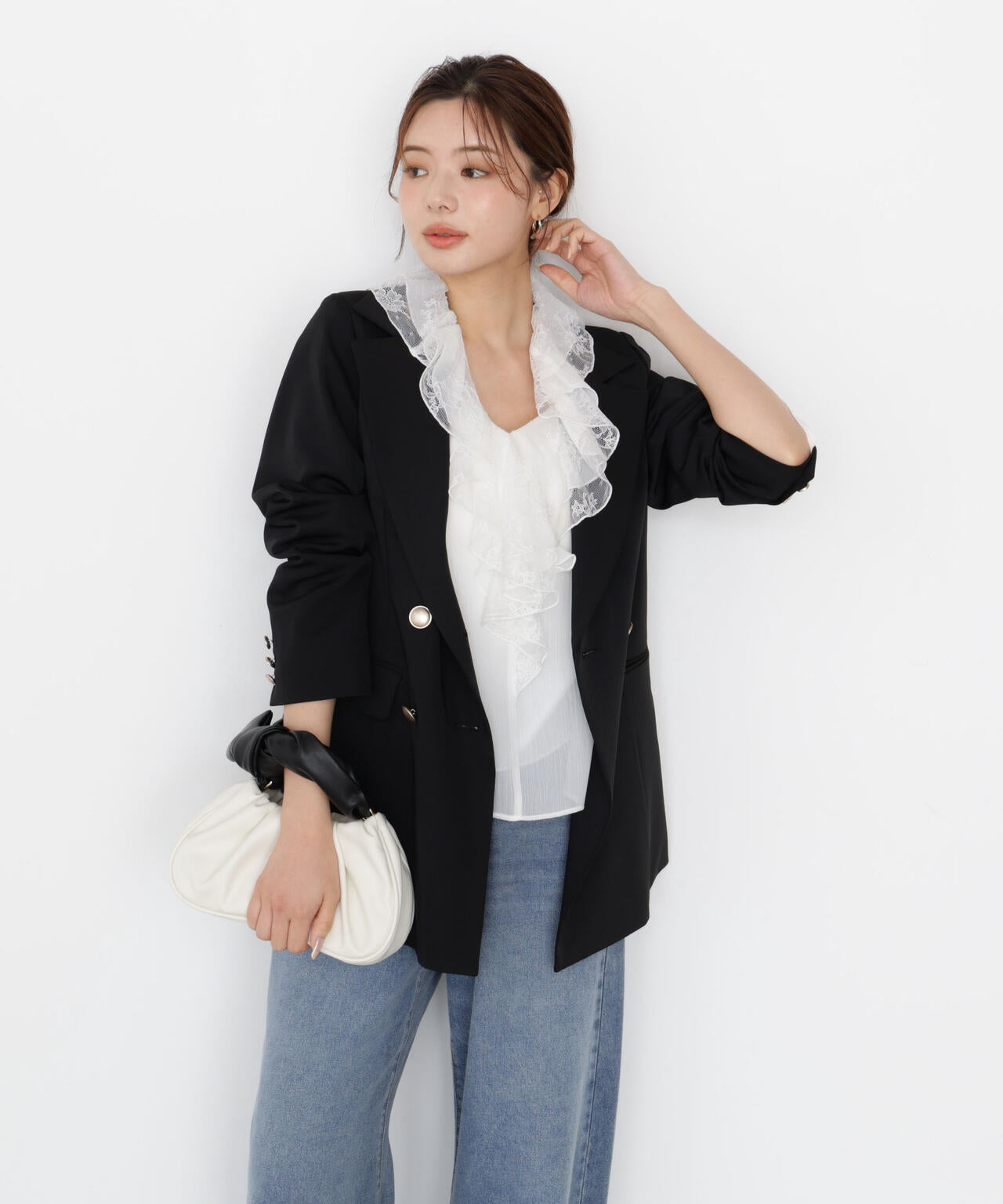 【松川星さん着用】ゴールド釦ダブルブレストジャケット