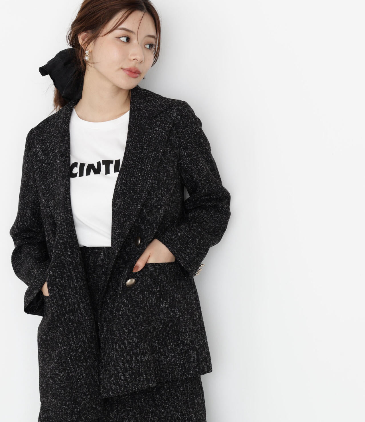 【松川星さん着用】ゴールド釦ダブルブレストジャケット