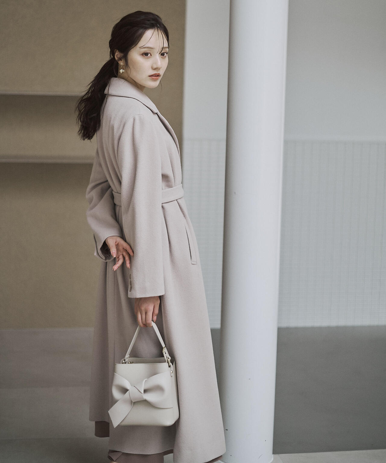 【青島心さん着用】ベルテッドレディーコート