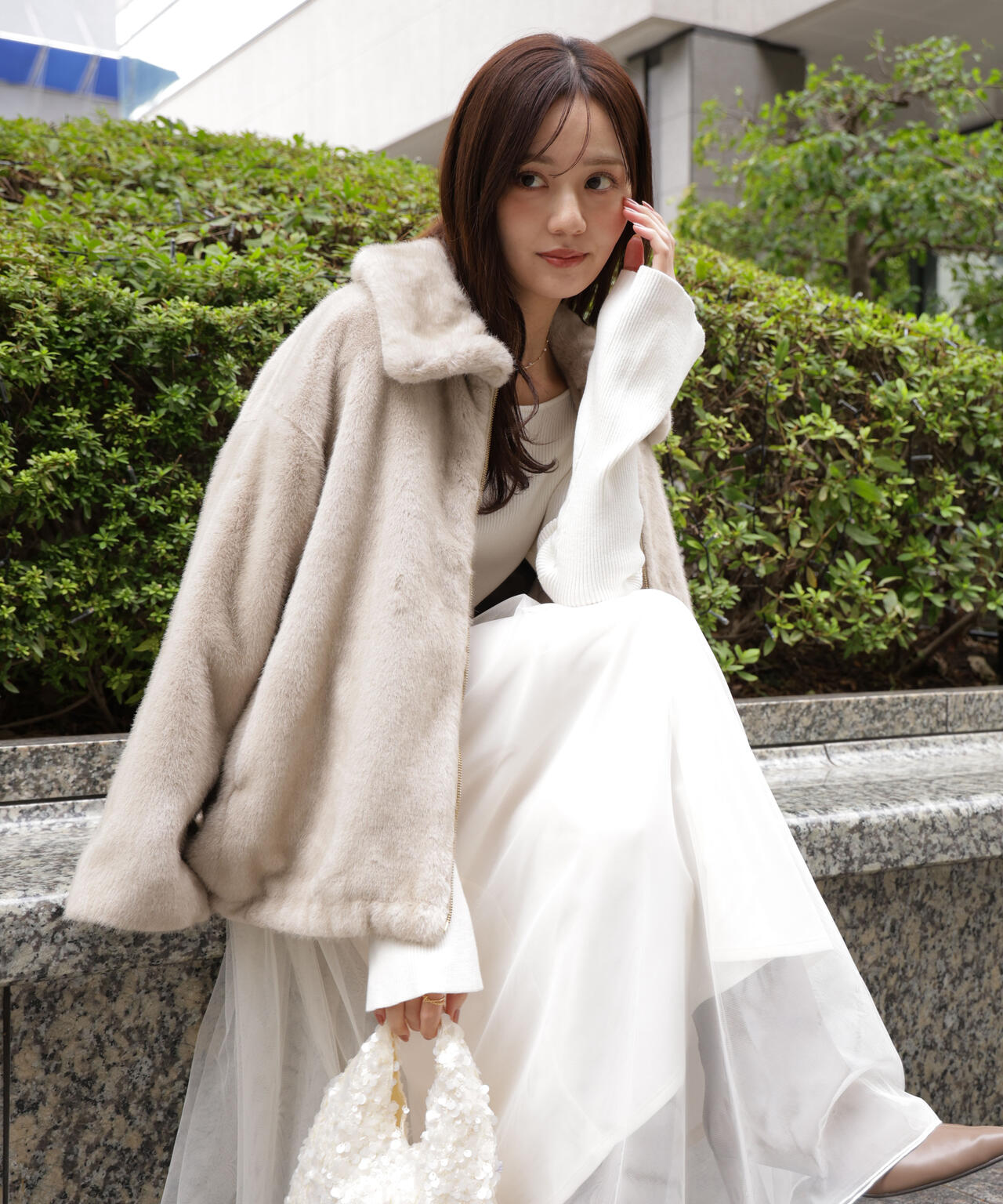 【青島心さん着用】フェイクファーブルゾン