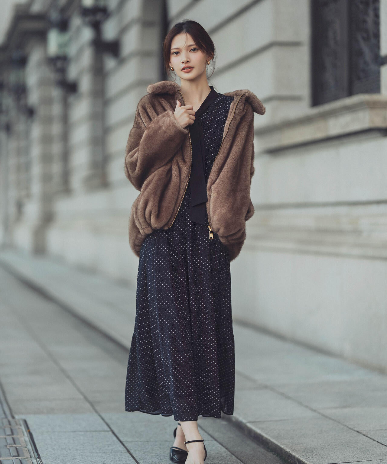 【青島心さん着用】フェイクファーブルゾン