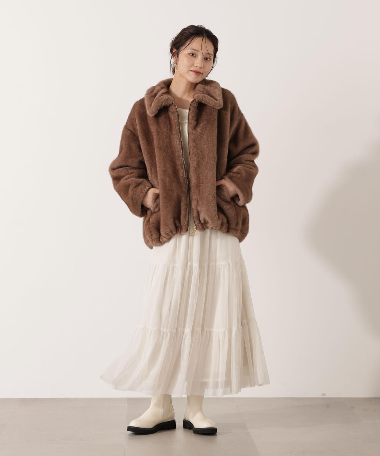 【青島心さん着用】フェイクファーブルゾン