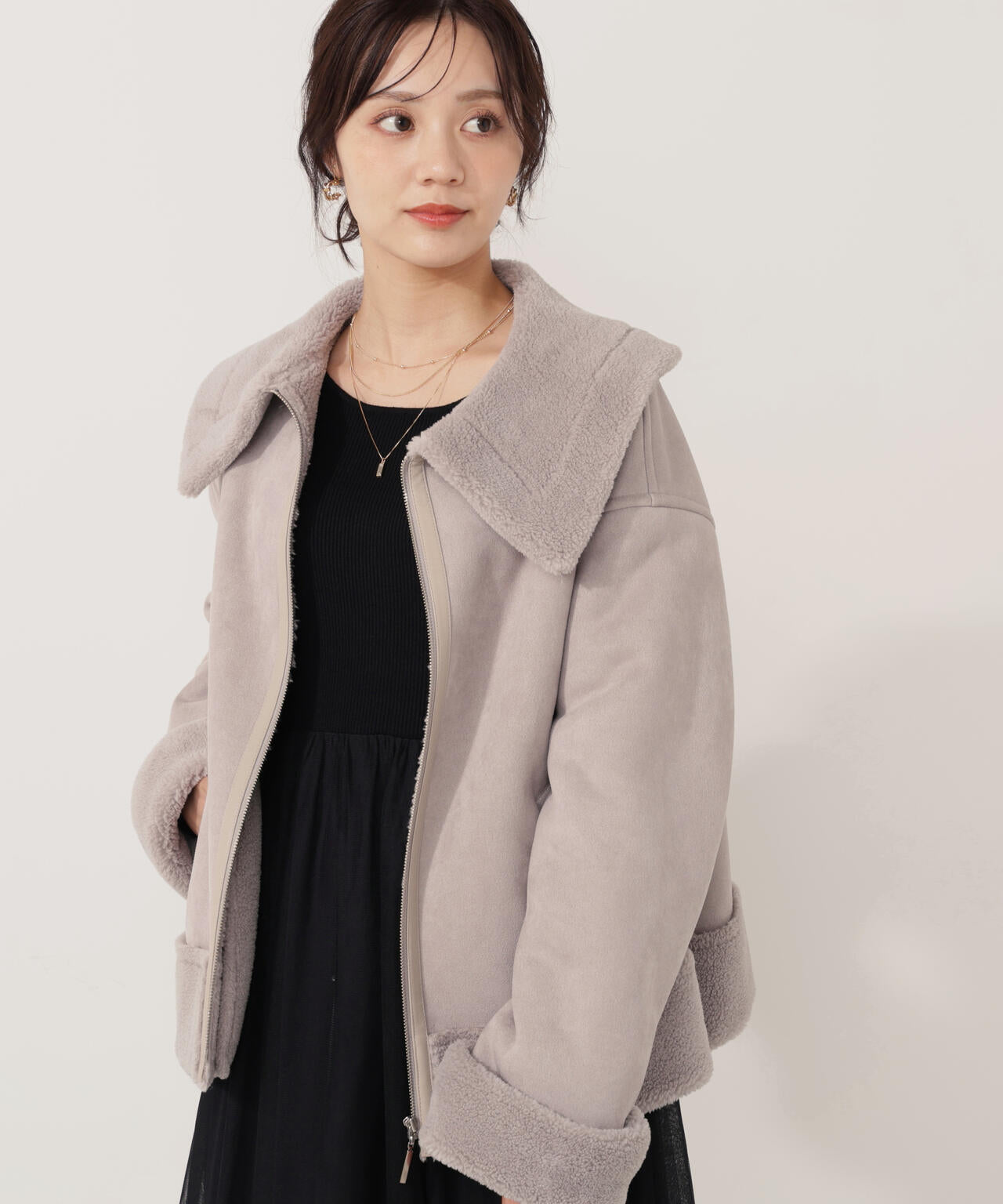 【加藤栞さん着用】フェイクムートン