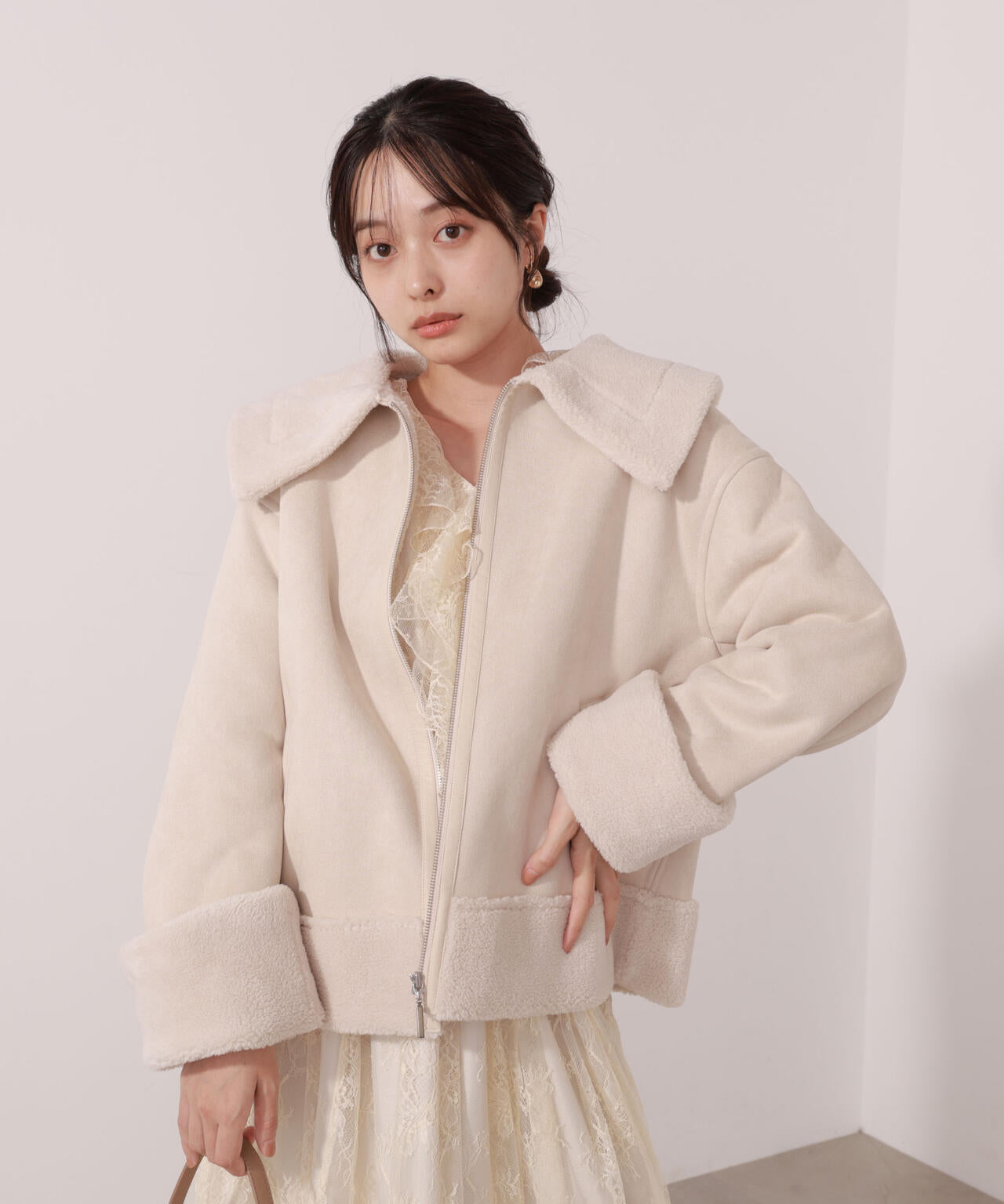 【加藤栞さん着用】フェイクムートン