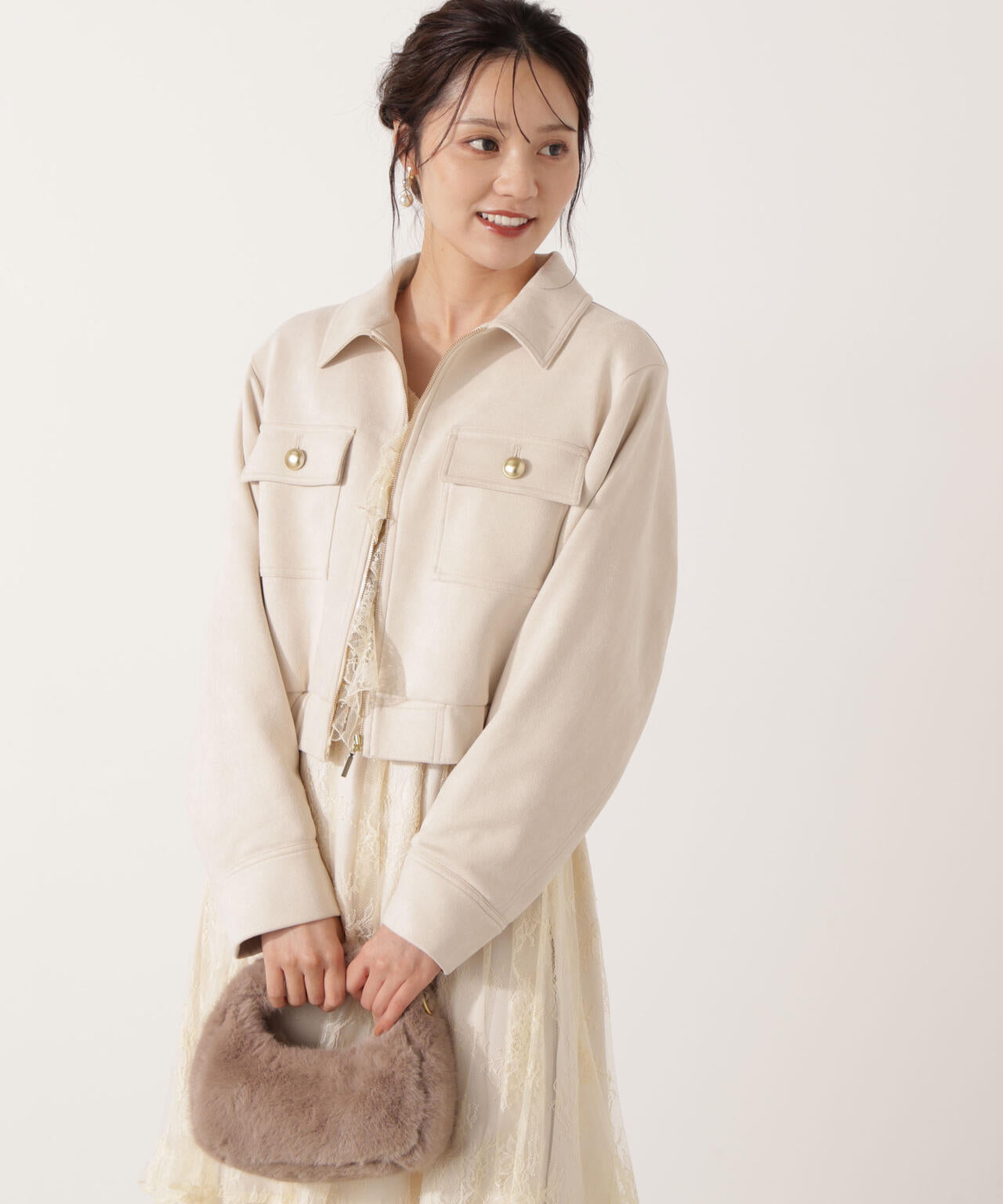 フェイクスエード調ブルゾン