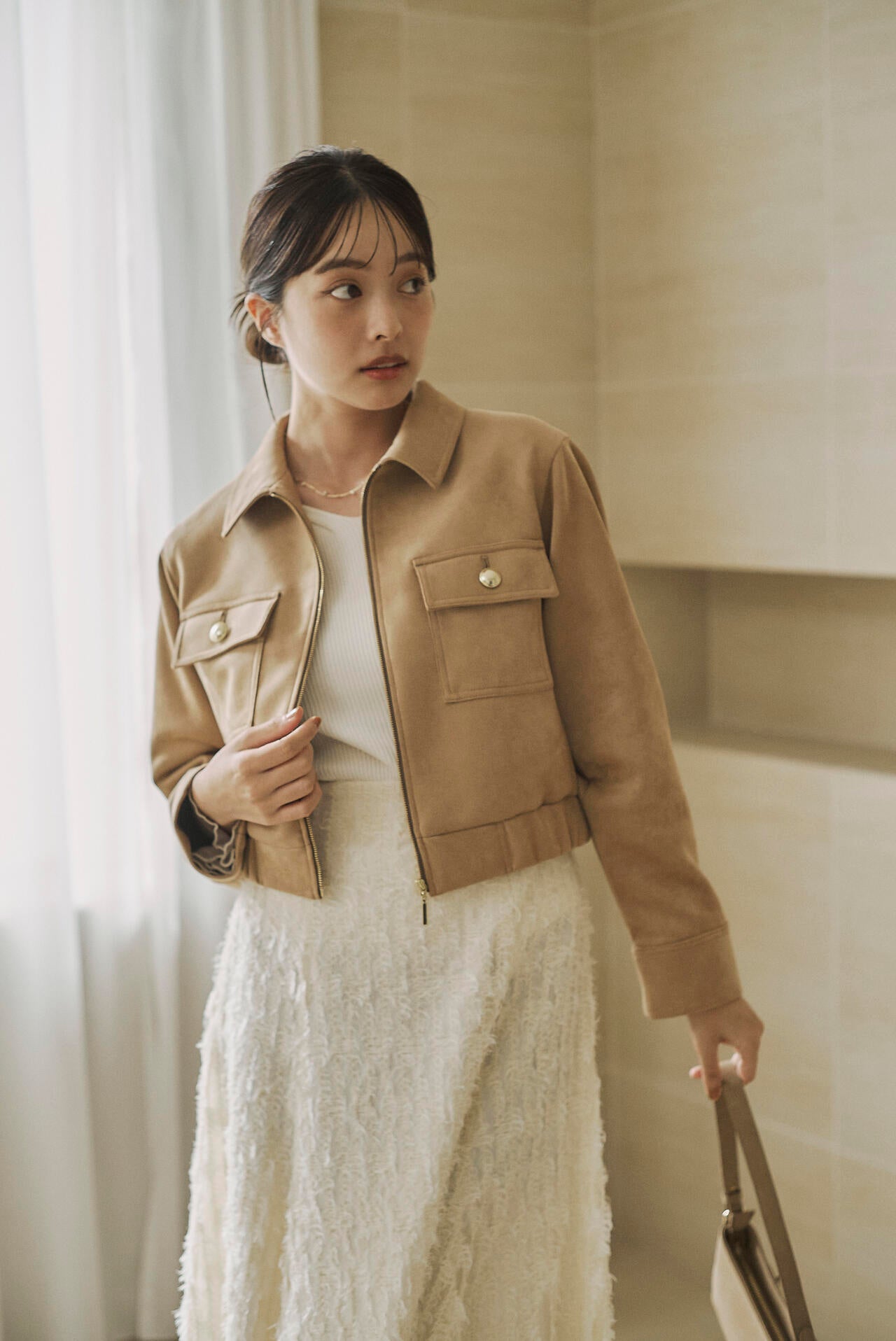 フェイクスエード調ブルゾン