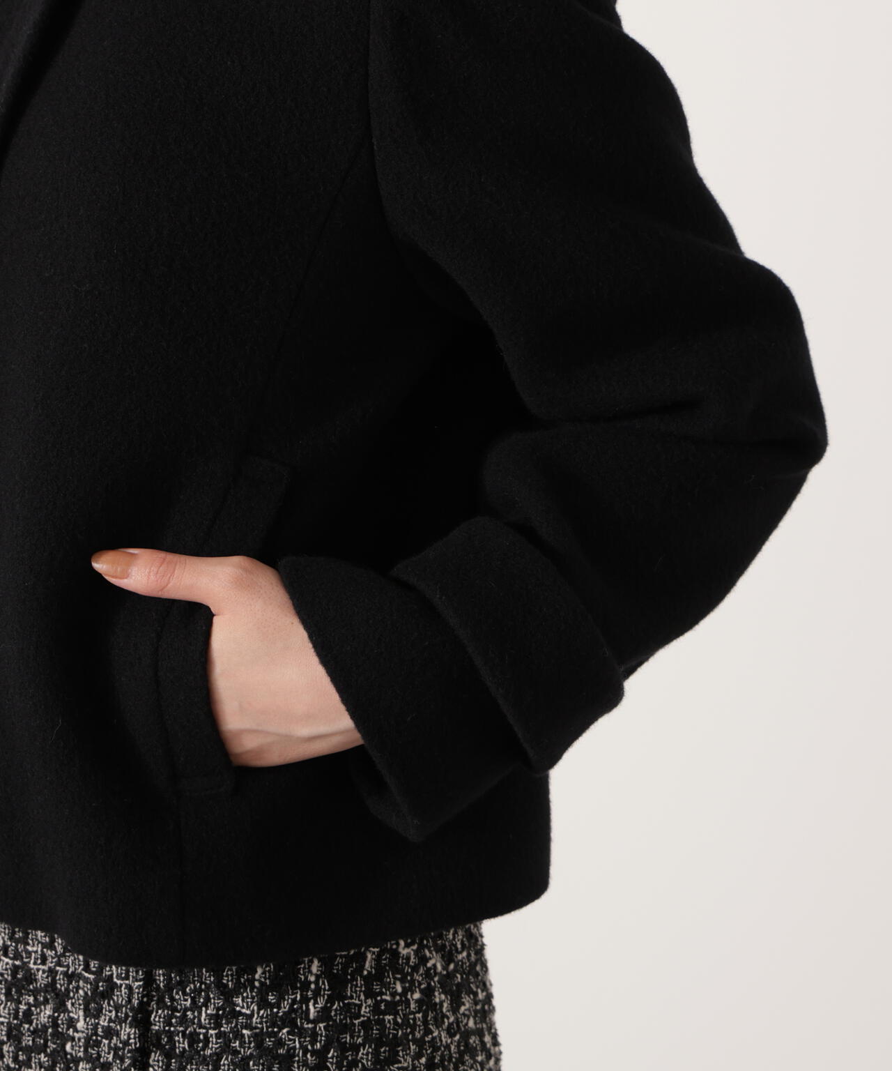 モッサフードフェイクファーショートコート