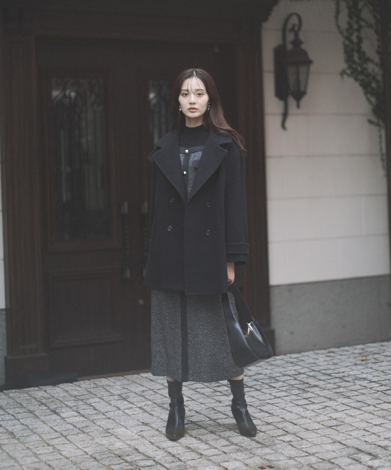 プロポーションボディドレッシング ノーカラー ミドルコート コート チャコール プロポーションボディドレッシング PROPORTION BODY DRESSING A