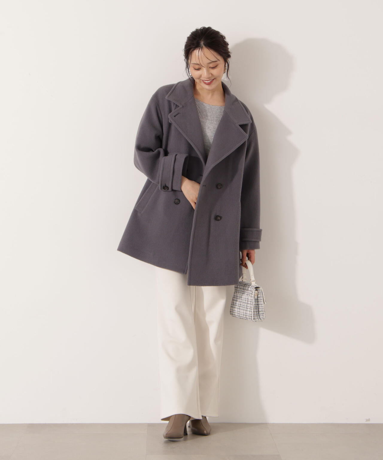 【青島心さん着用】2wayミドルコート【ネールピンク：WEB限定】