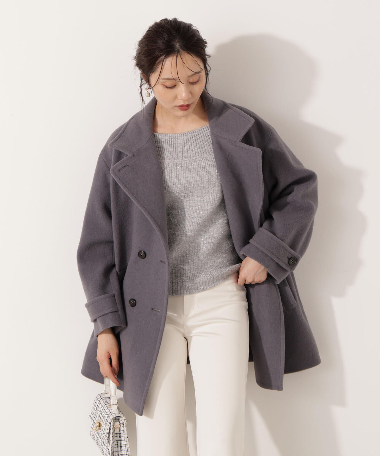 【青島心さん着用】2wayミドルコート【ネールピンク：WEB限定】