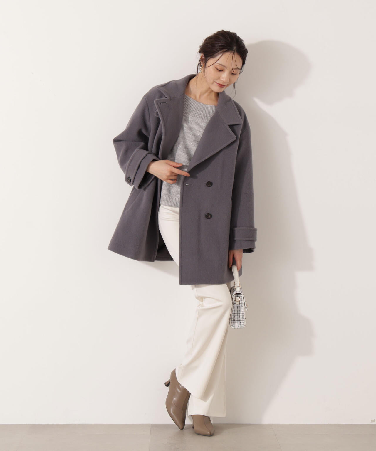 【青島心さん着用】2wayミドルコート【ネールピンク：WEB限定】