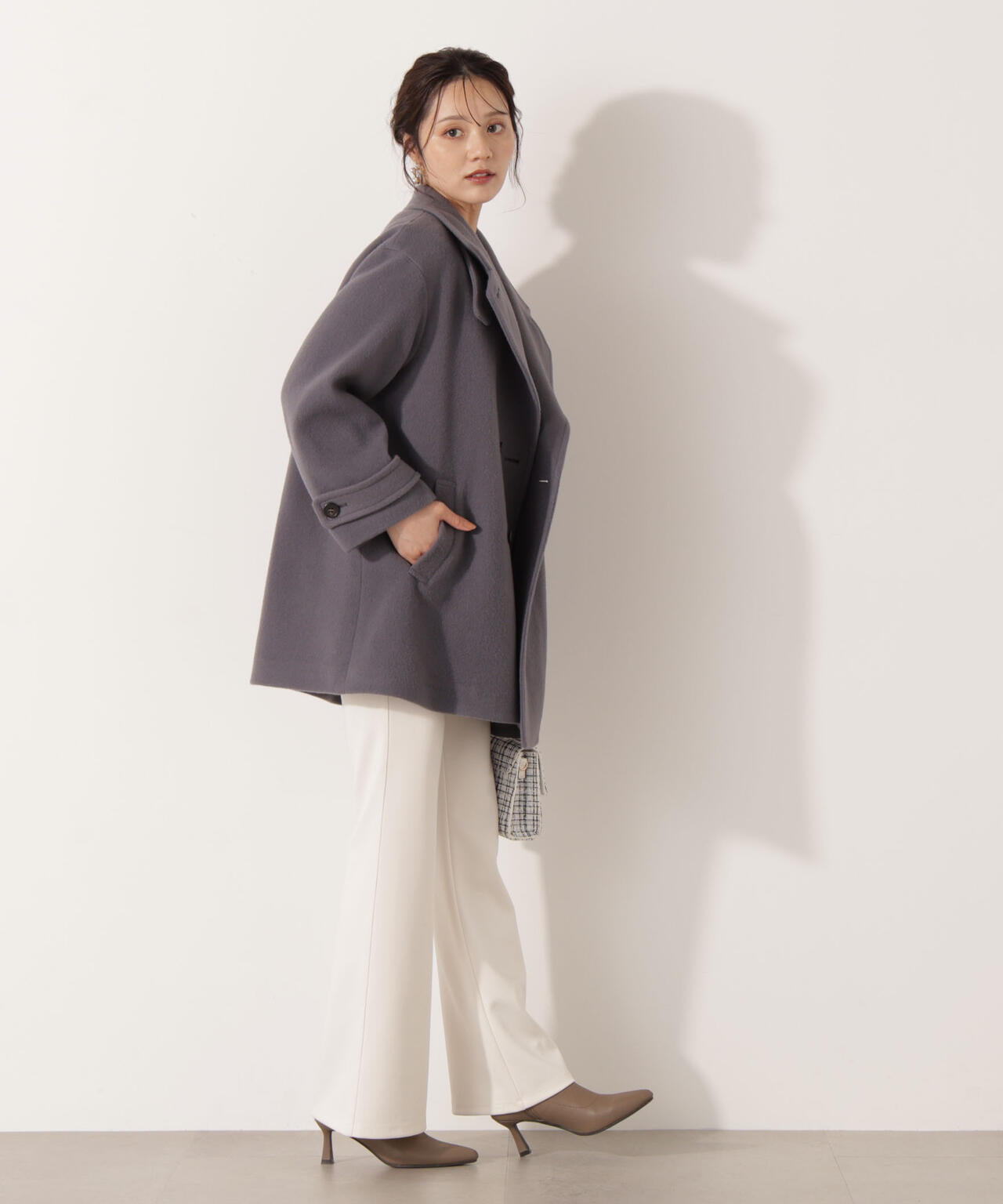 【青島心さん着用】2wayミドルコート【ネールピンク：WEB限定】