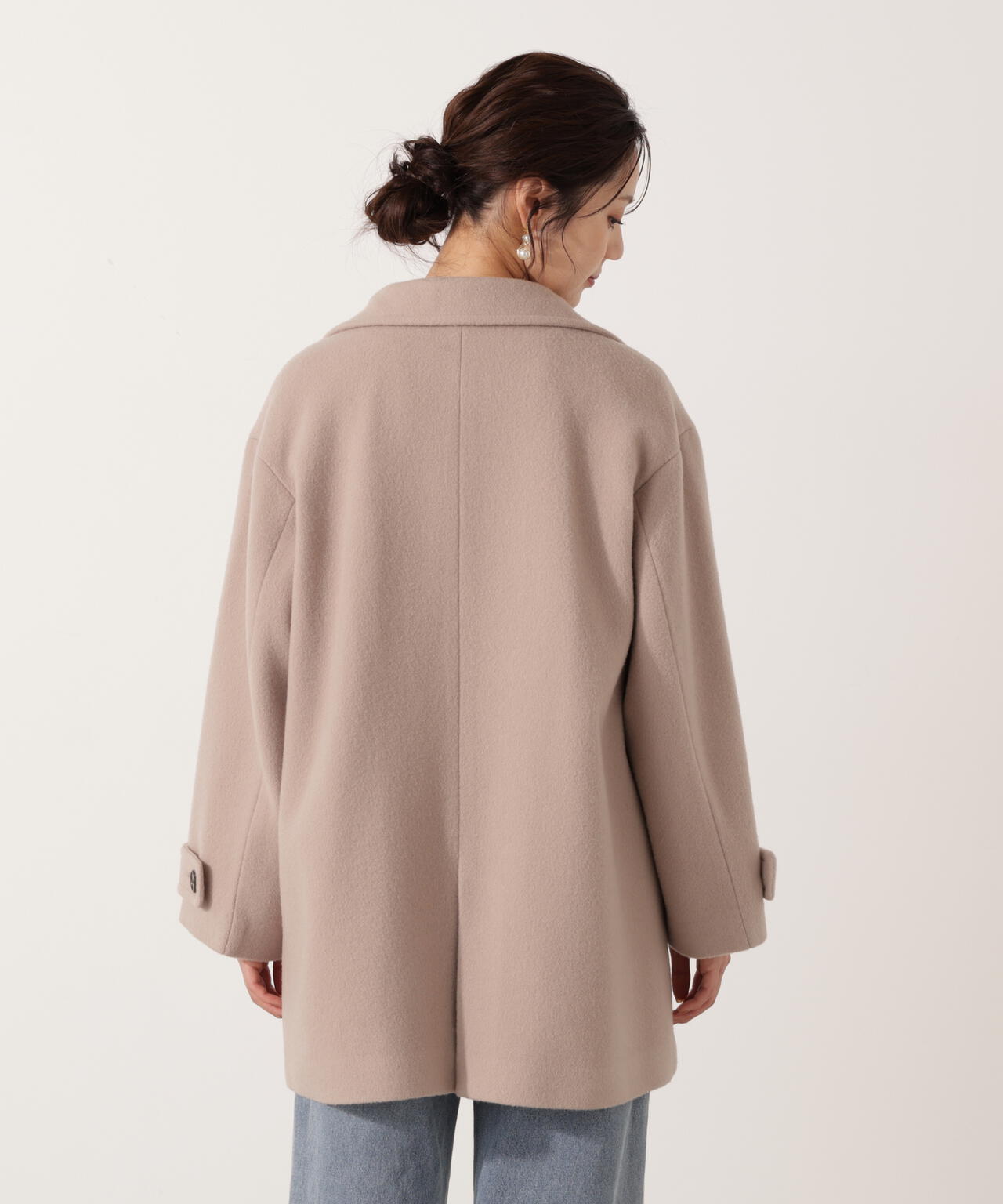 青島心さん着用】2wayミドルコート【ネールピンク：WEB限定