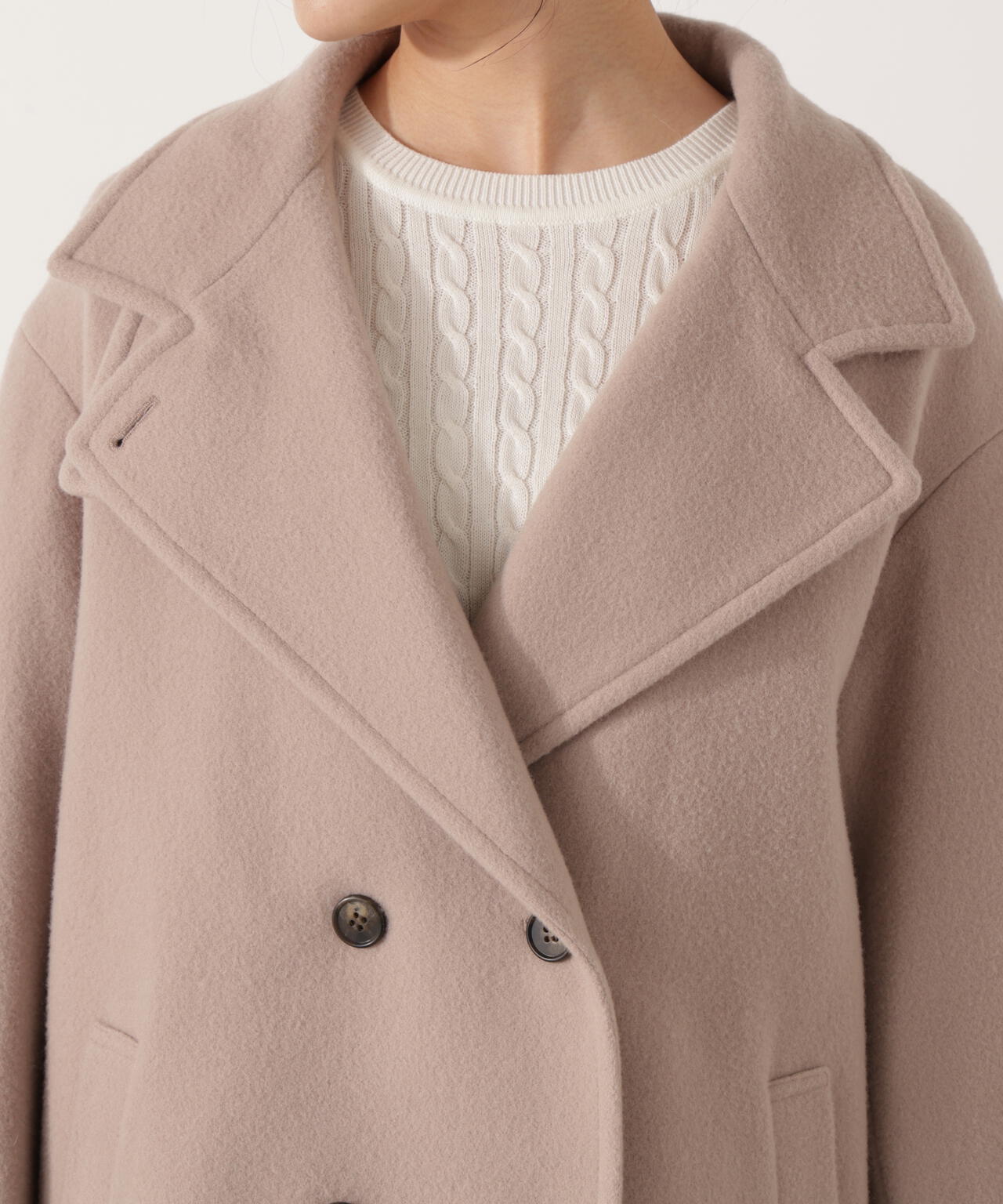 青島心さん着用】2wayミドルコート【ネールピンク：WEB限定