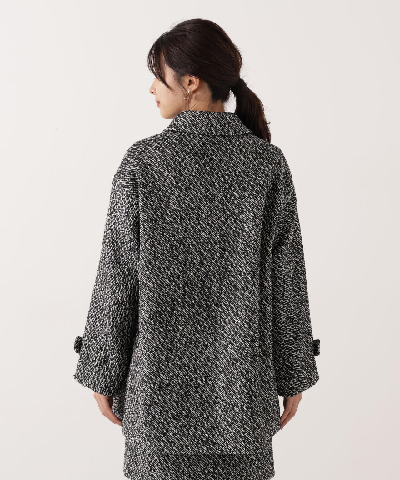 【青島心さん着用】金ボタン付きツイードミドルジャケット