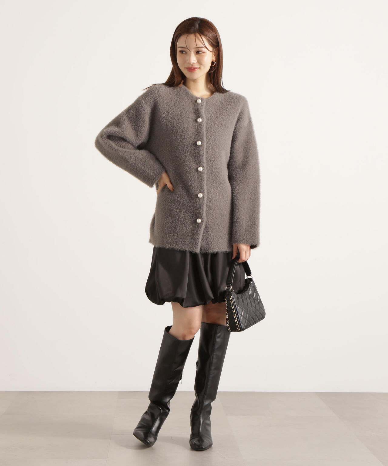 【青島心さん着用】フェザージャコット【アイボリー：WEB限定】