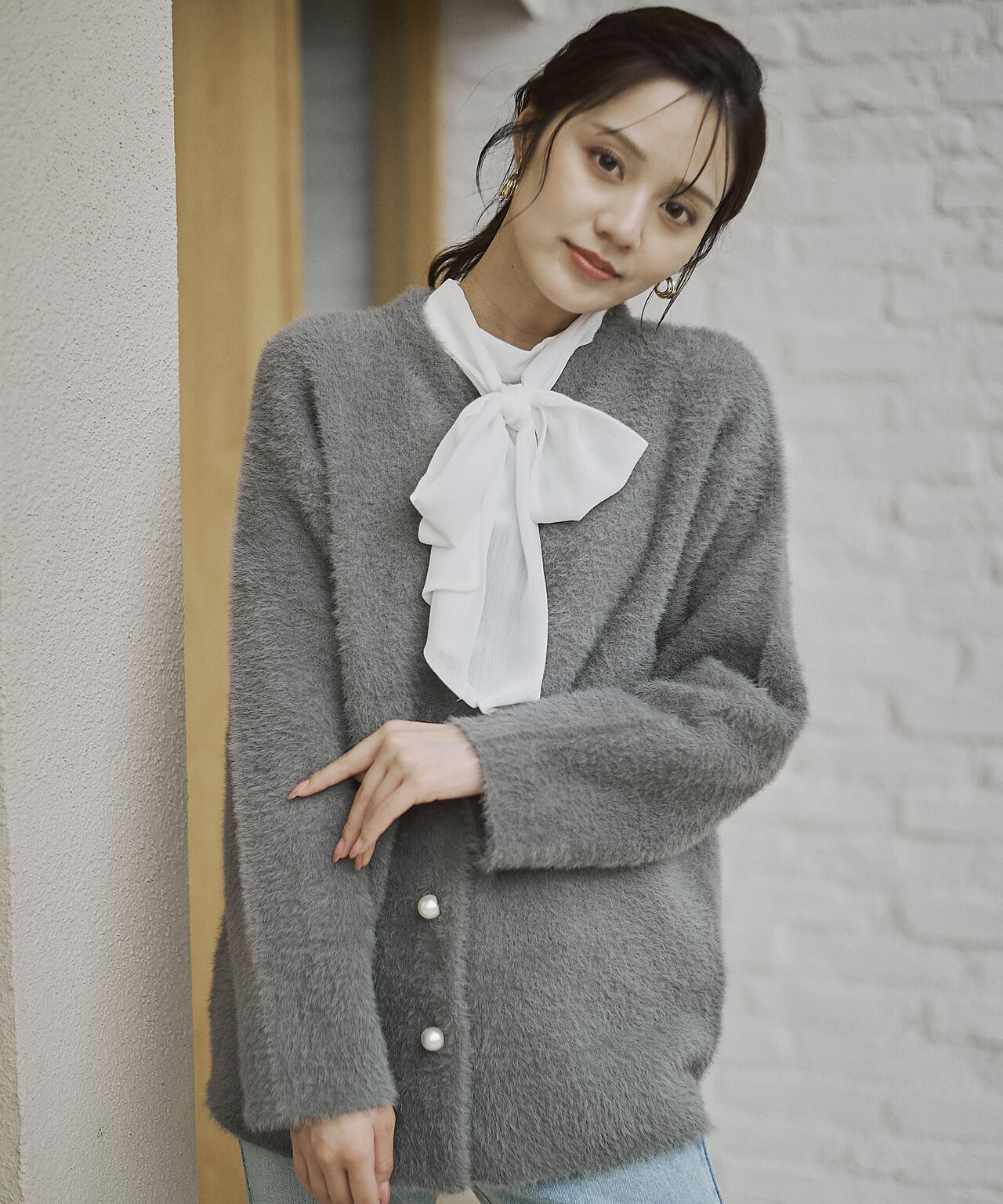 【青島心さん着用】フェザージャコット【アイボリー：WEB限定】