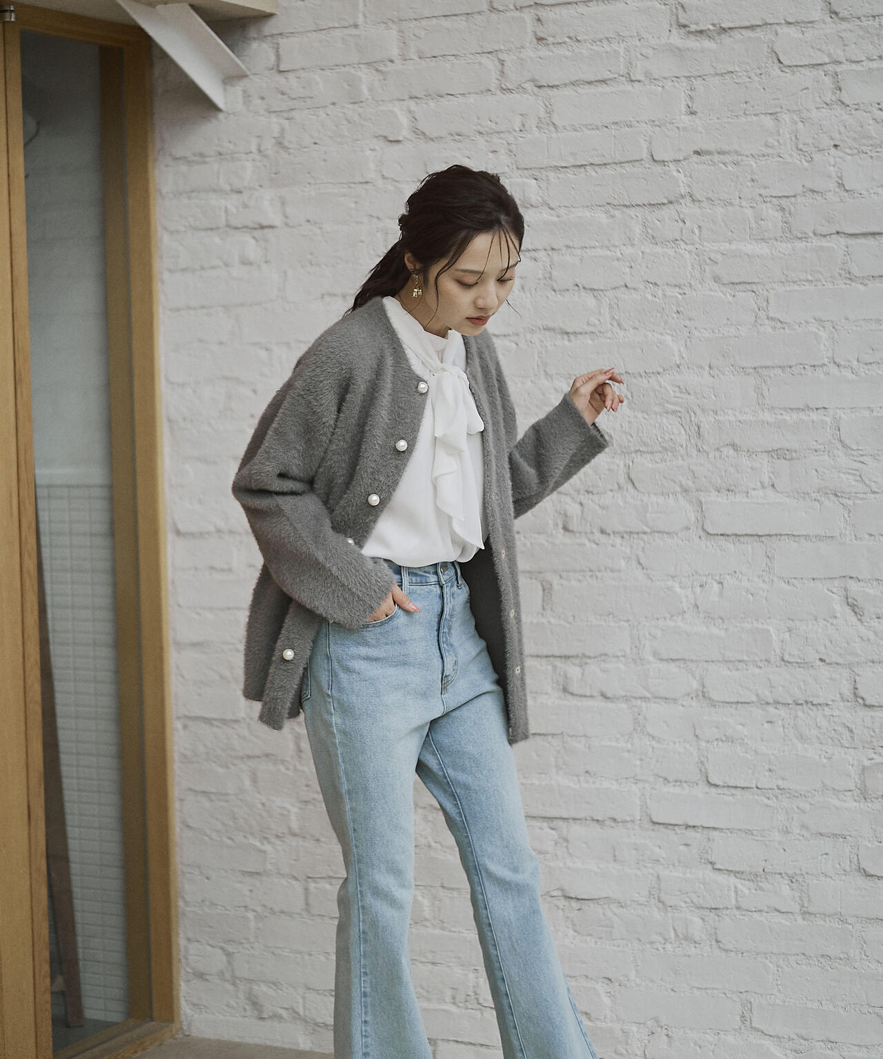 【青島心さん着用】フェザージャコット【アイボリー：WEB限定】