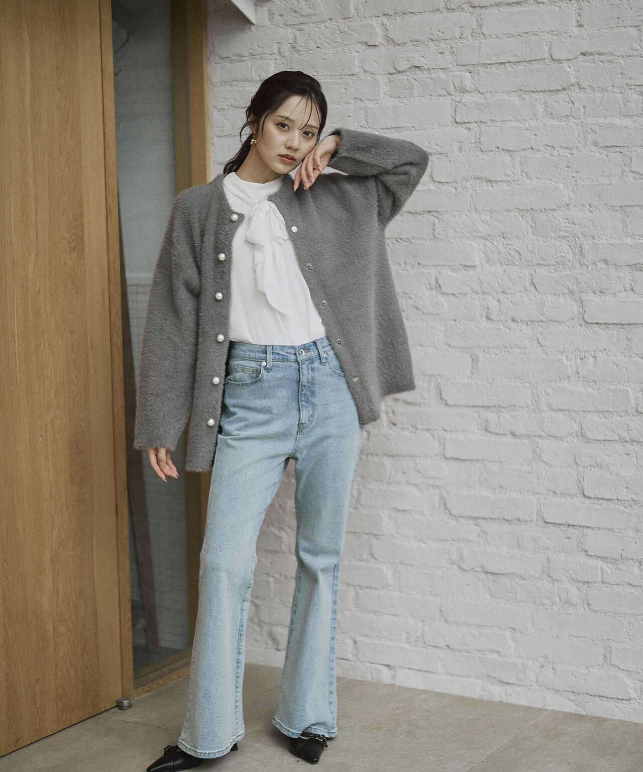 【青島心さん着用】フェザージャコット【アイボリー：WEB限定】