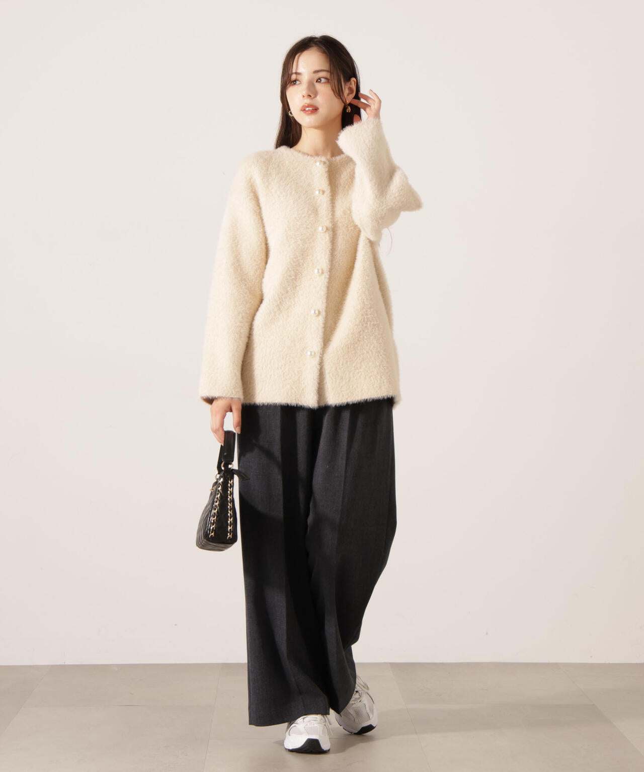 【青島心さん着用】フェザージャコット【アイボリー：WEB限定】