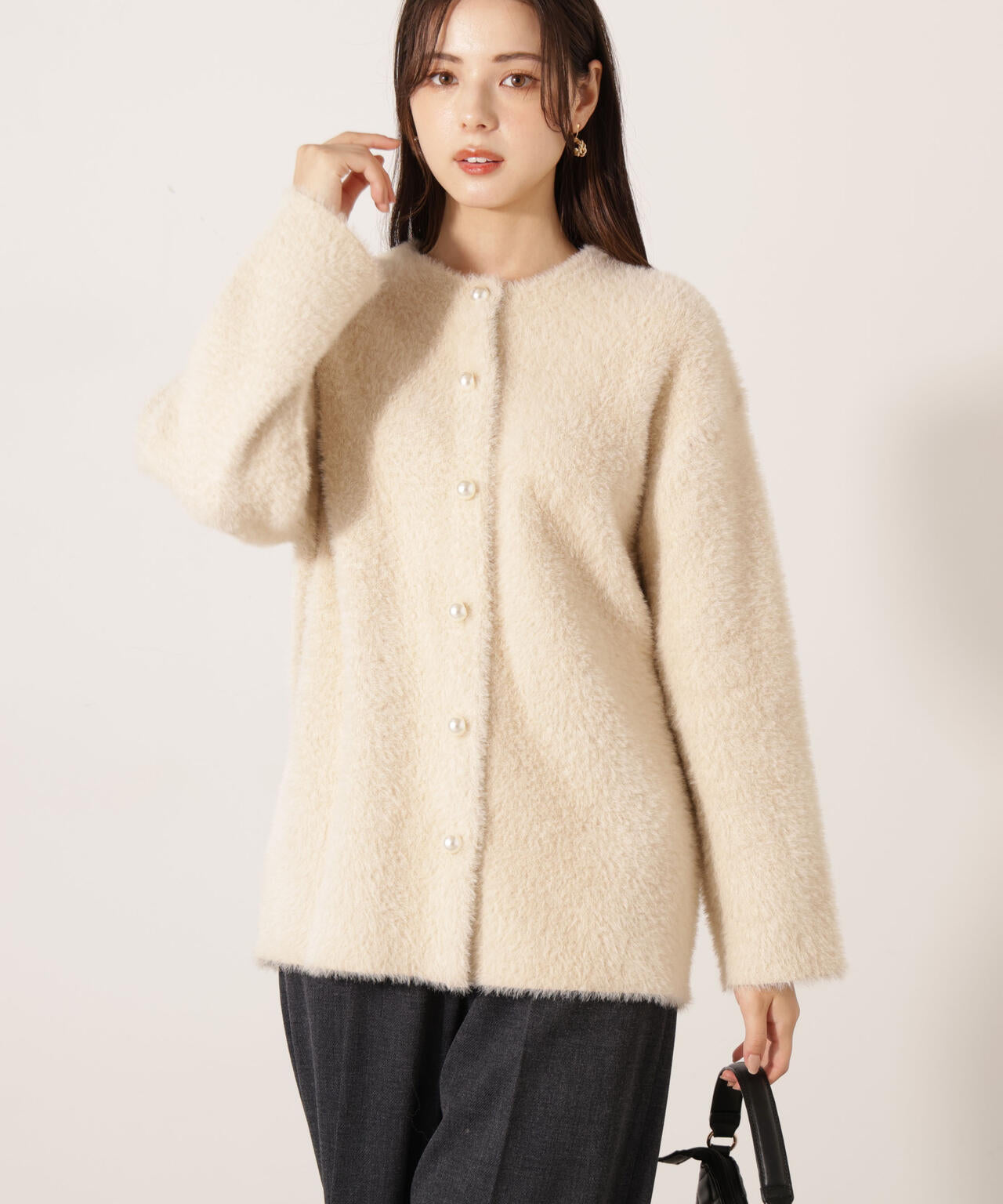 【青島心さん着用】フェザージャコット【アイボリー：WEB限定】