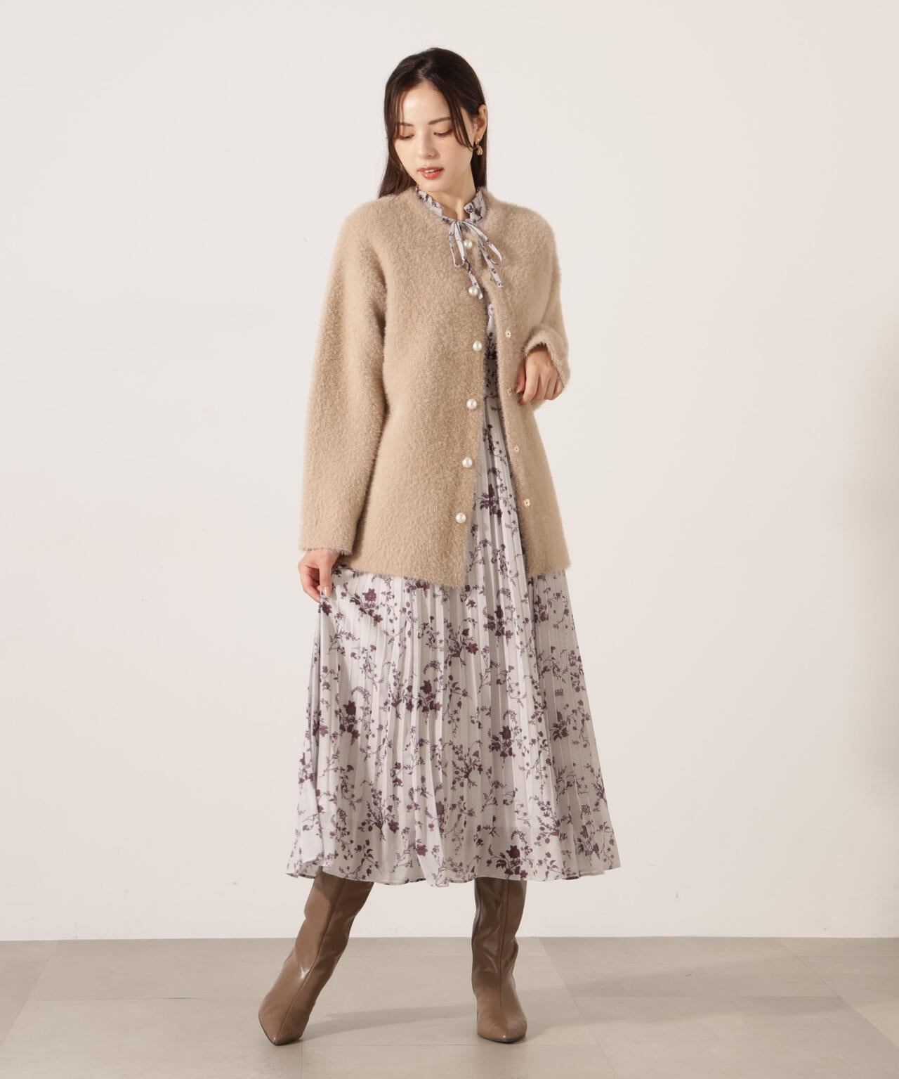 【青島心さん着用】フェザージャコット【アイボリー：WEB限定】