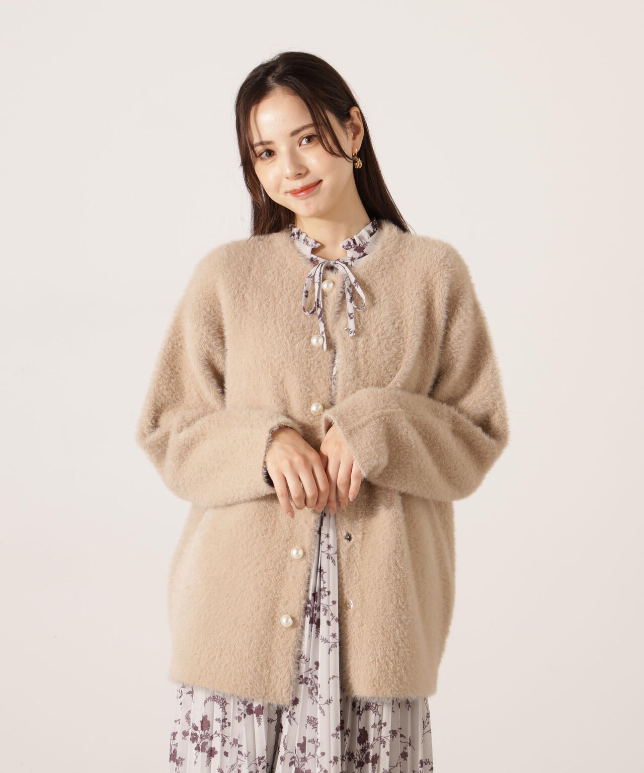 【青島心さん着用】フェザージャコット【アイボリー：WEB限定】