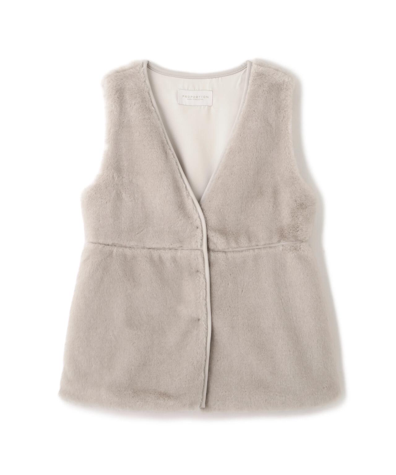 フェイクファーペプラムジレ