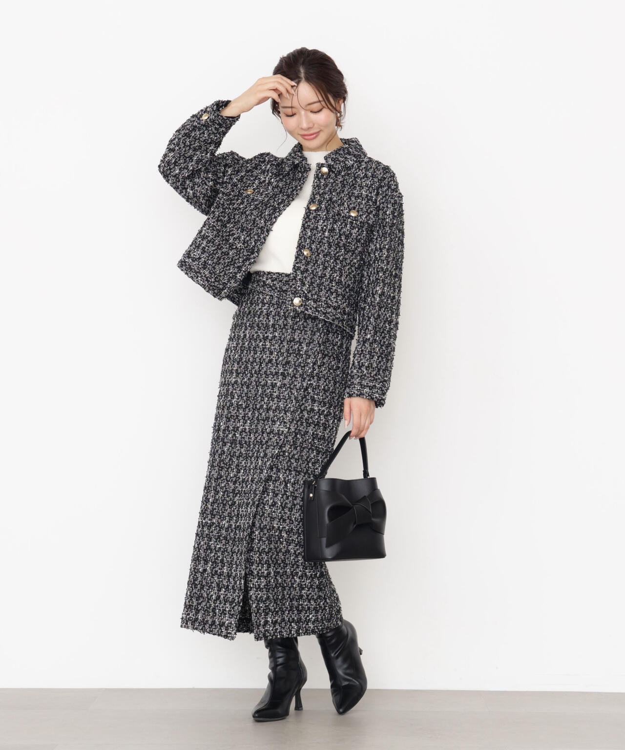 【松川星さん着用】ラメツイードブルゾン