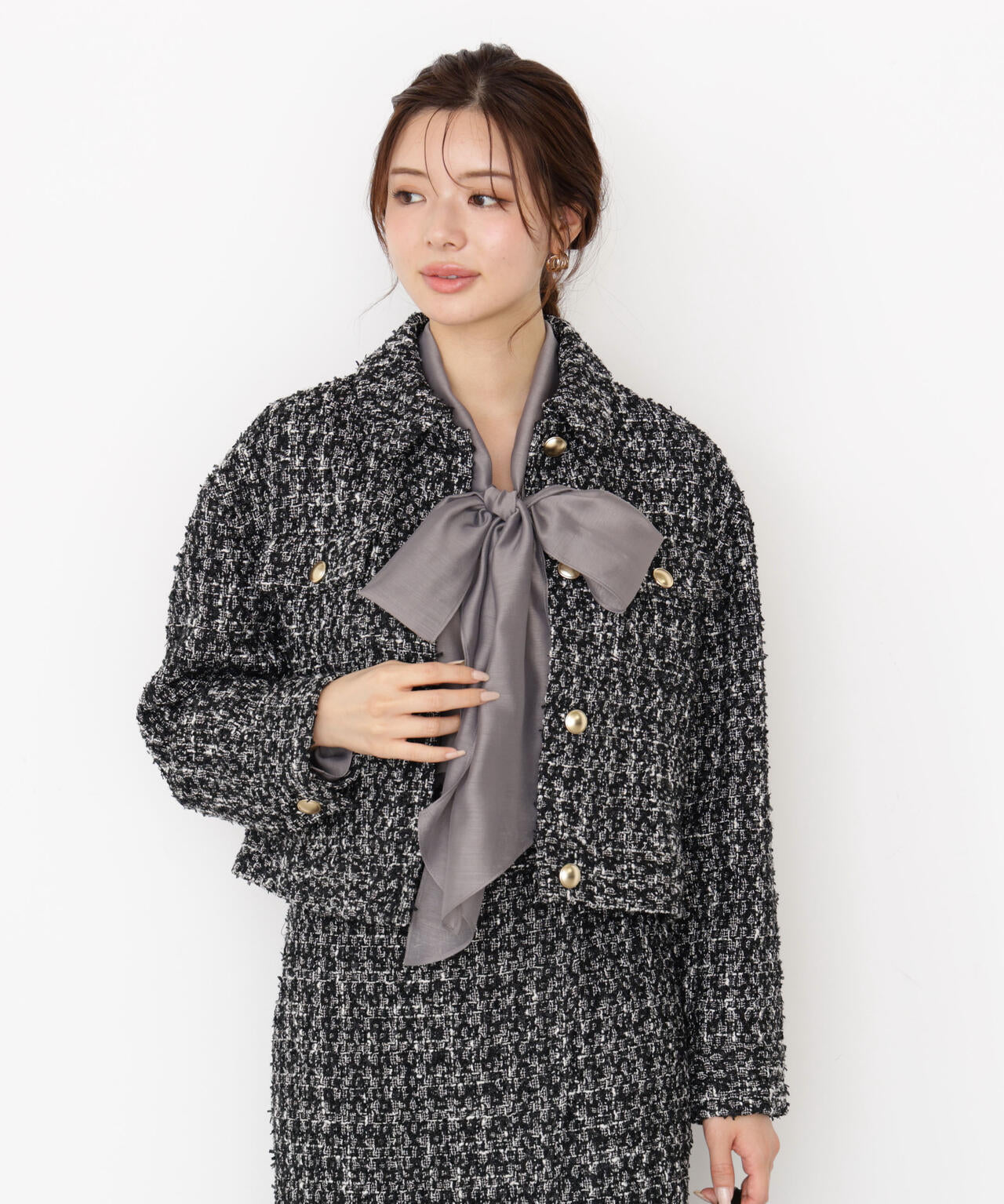 【松川星さん着用】ラメツイードブルゾン