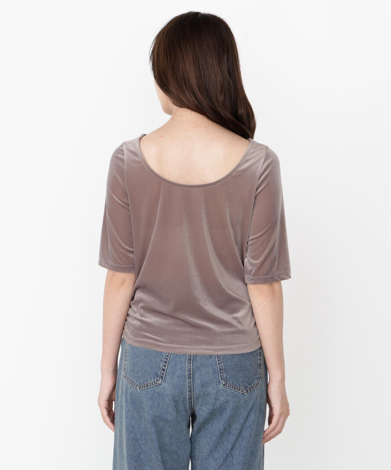 ＜ハンドウォッシャブル＞シアーベロア5分袖トップス