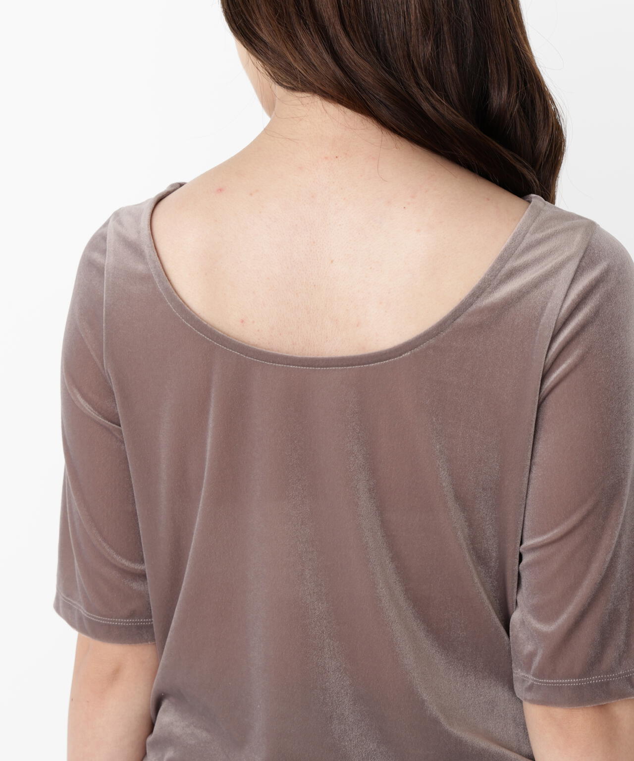 ＜ハンドウォッシャブル＞シアーベロア5分袖トップス