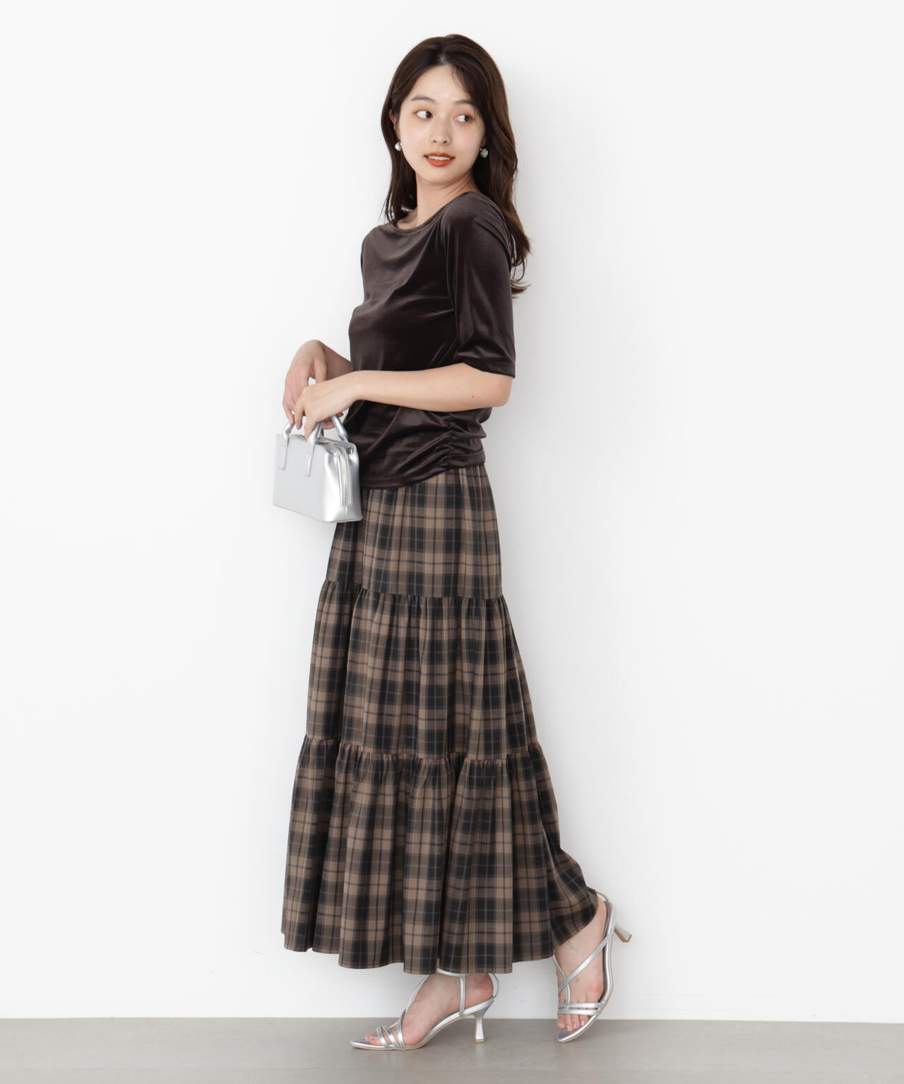 ＜ハンドウォッシャブル＞シアーベロア5分袖トップス