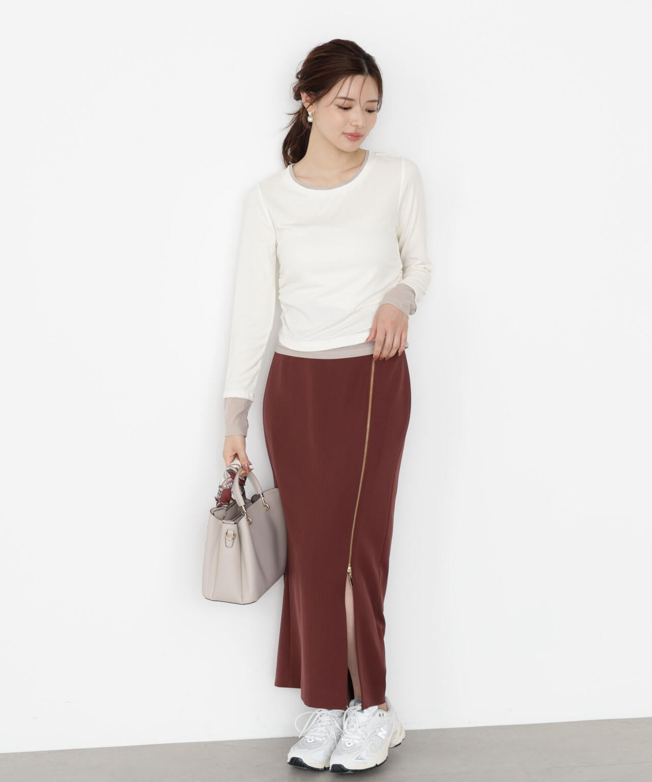 【松川星さん着用】＜ウォッシャブル＞レイヤード風テレコ